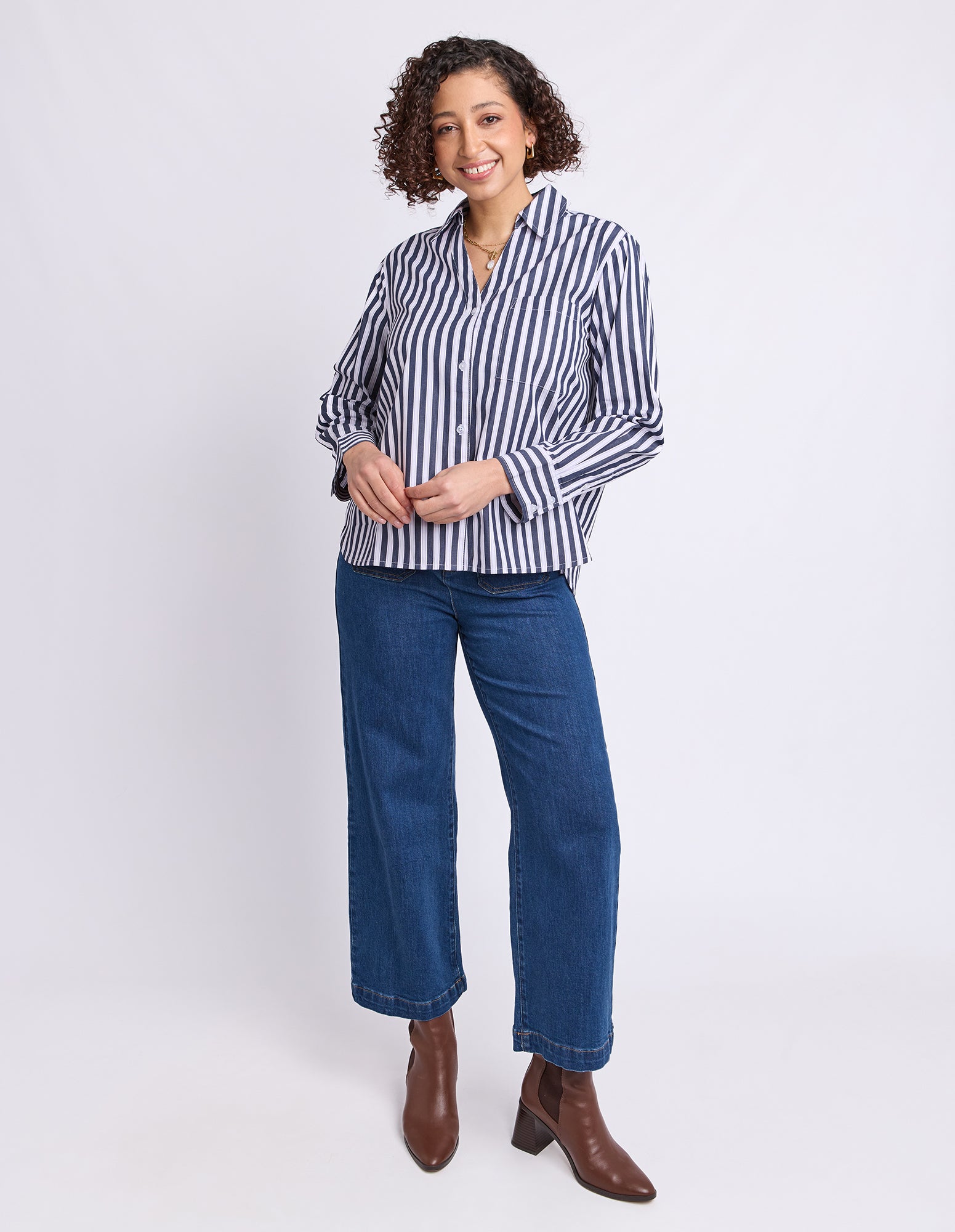 Sylvie Stripe Shirt Navy Stripe