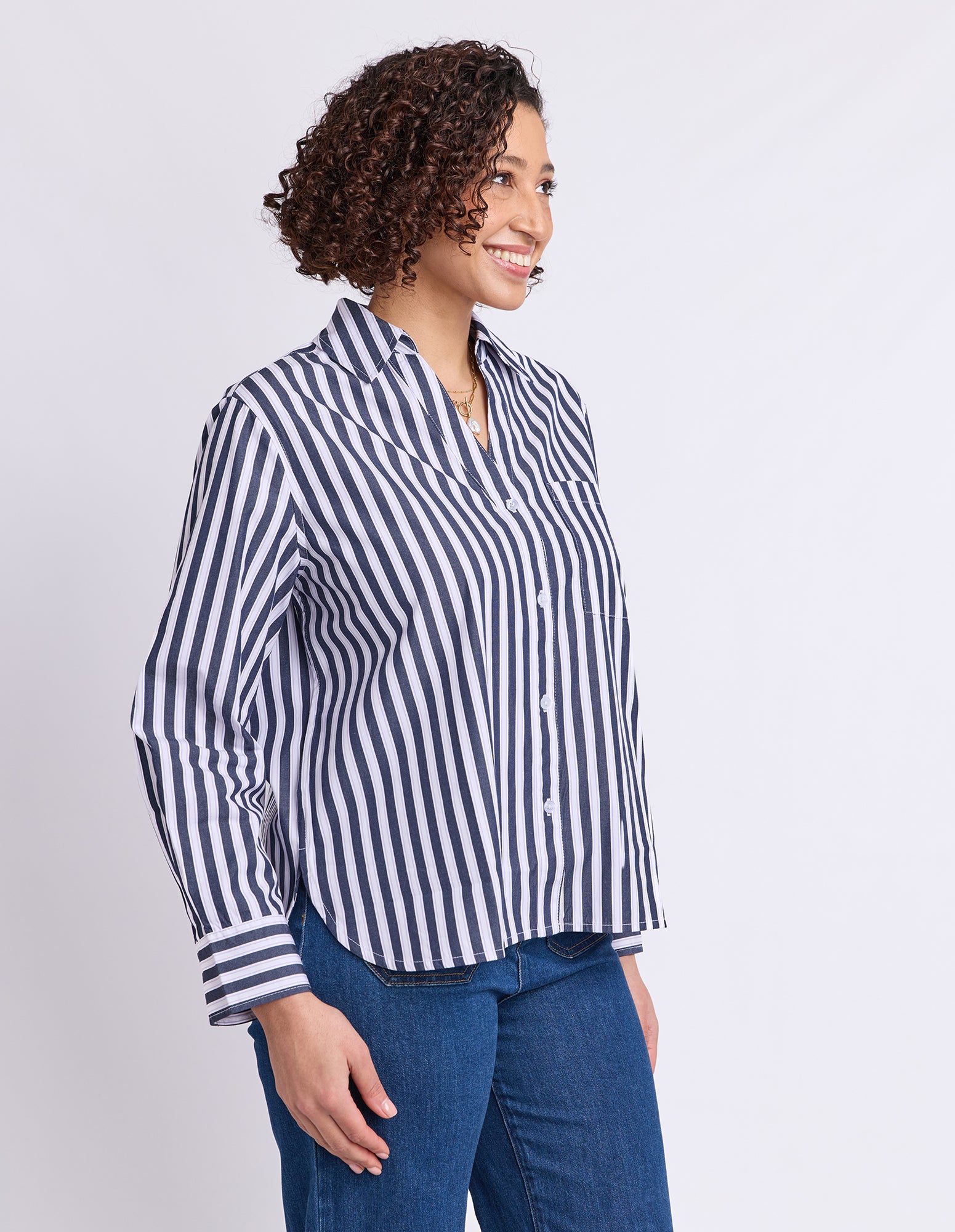 Sylvie Stripe Shirt Navy Stripe