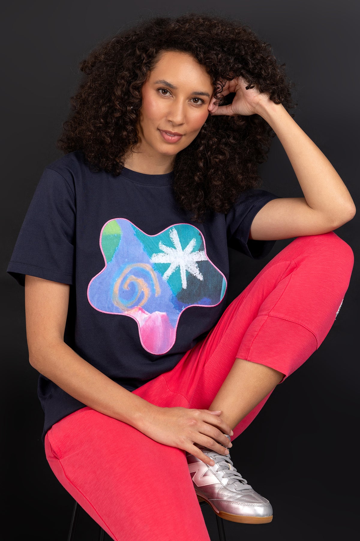 Party Applique Tee Abstract Print