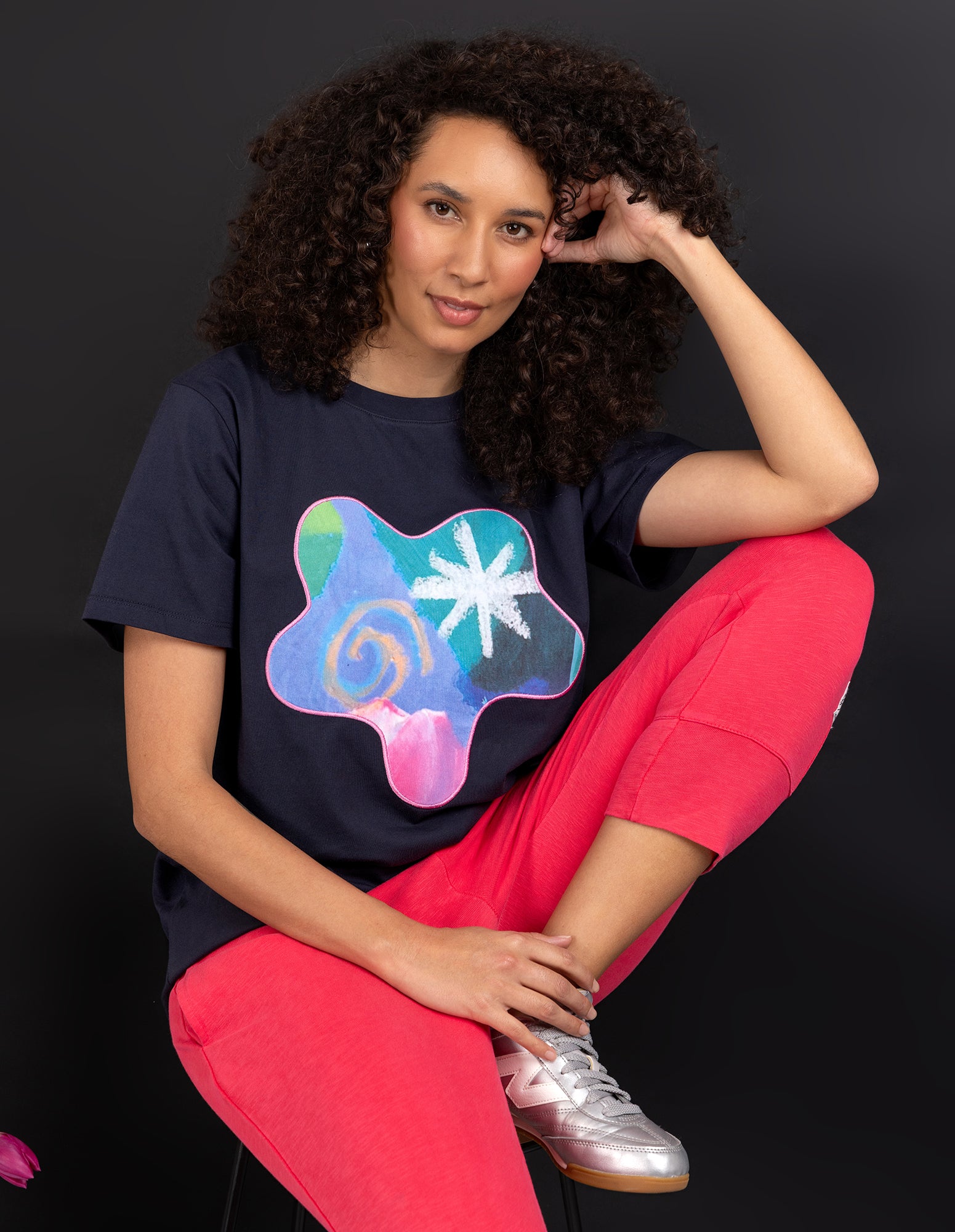 Party Applique Tee Abstract Print