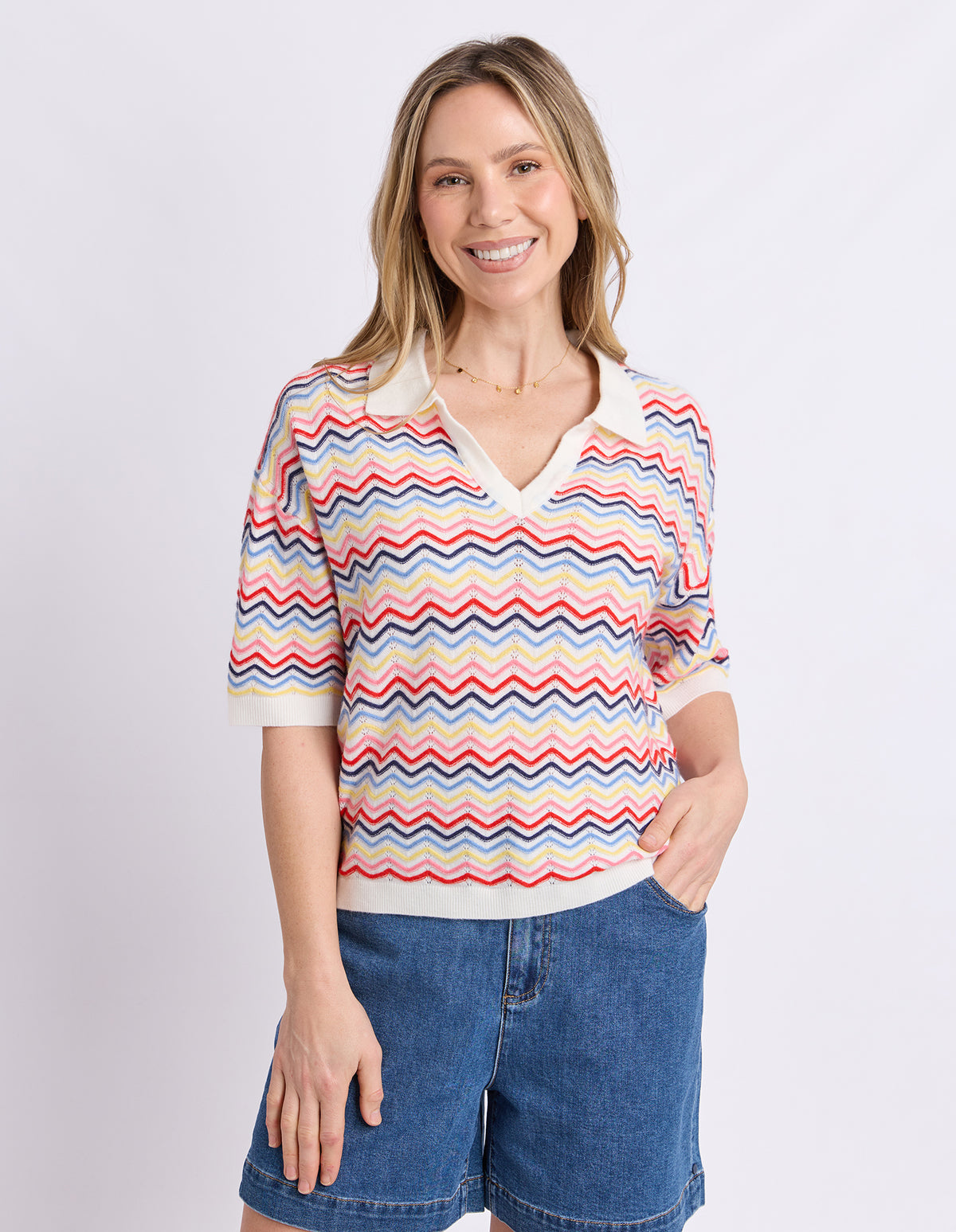Market Morning Knit Polo Multi Stripe