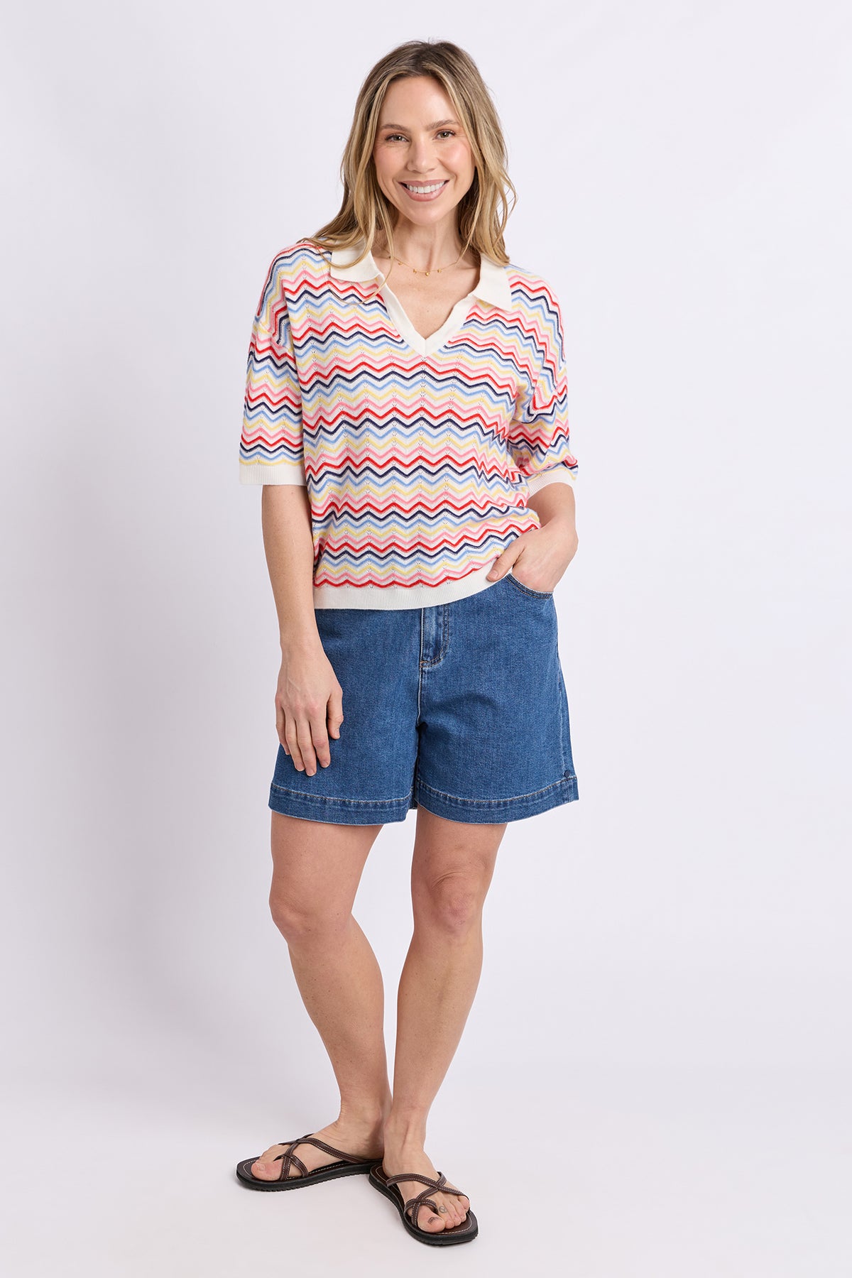 Market Morning Knit Polo Multi Stripe