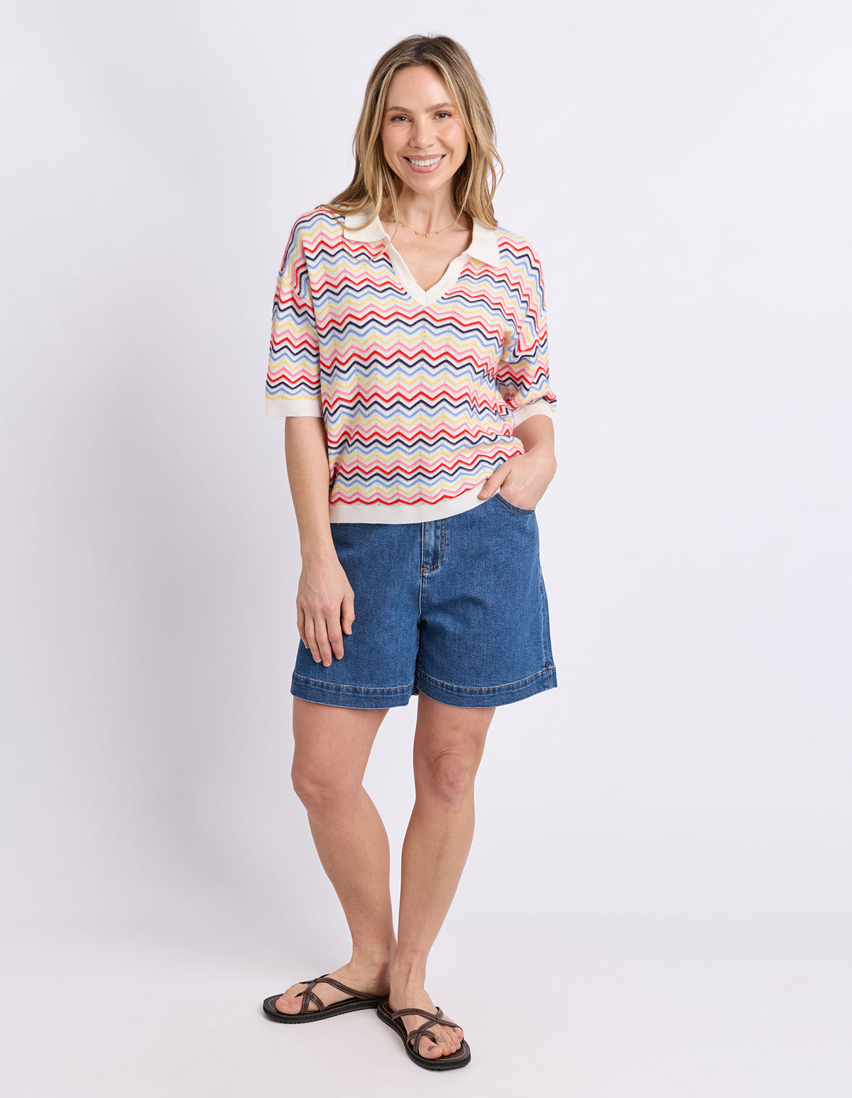 Market Morning Knit Polo Multi Stripe