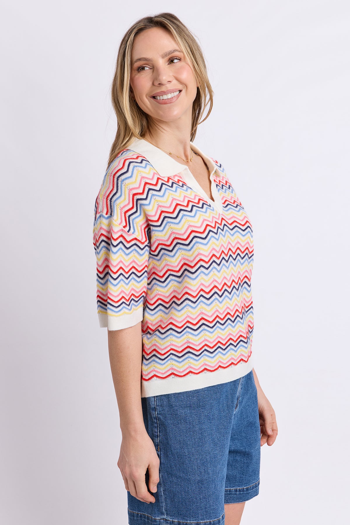 Market Morning Knit Polo Multi Stripe