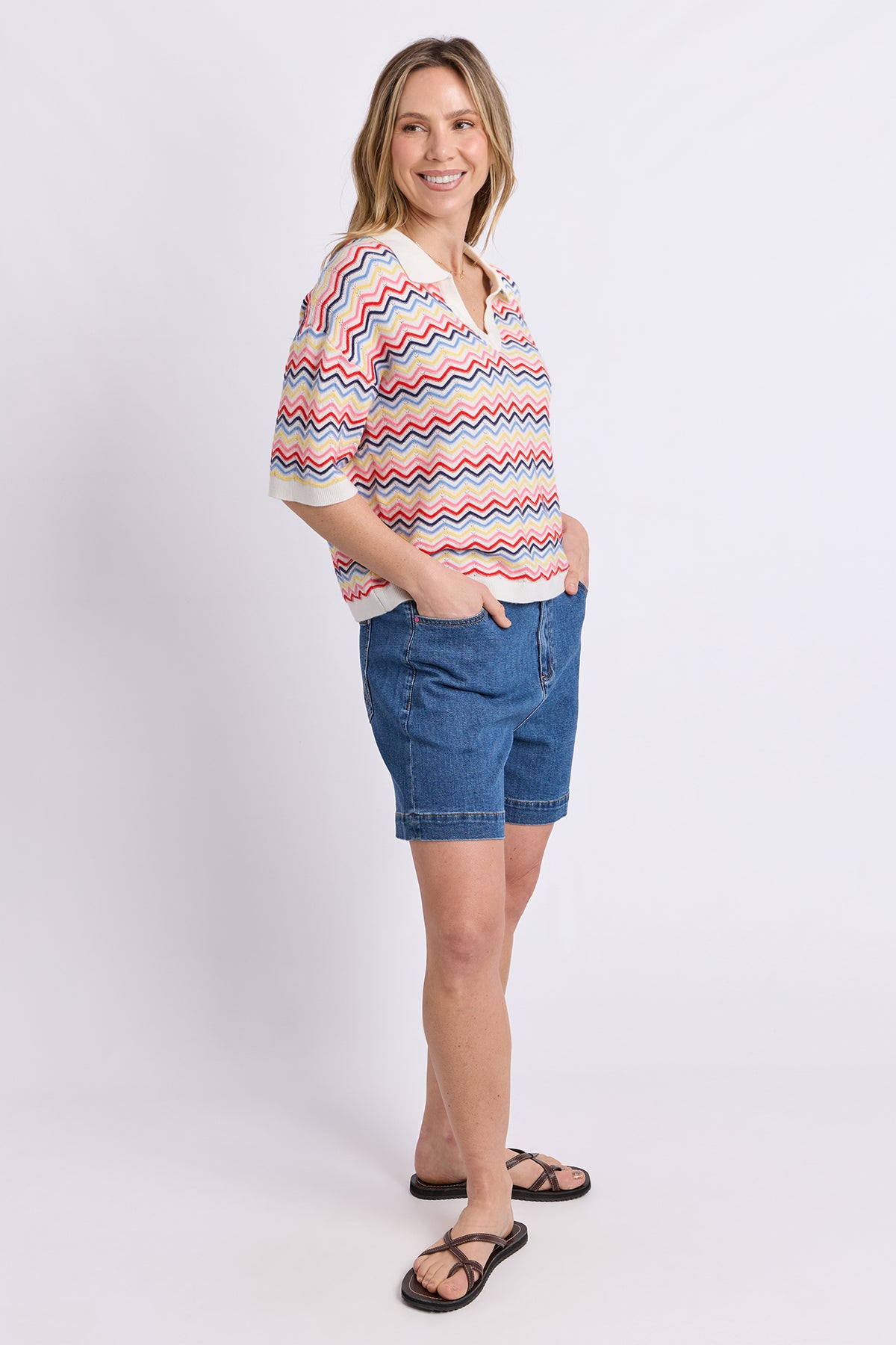 Market Morning Knit Polo Multi Stripe