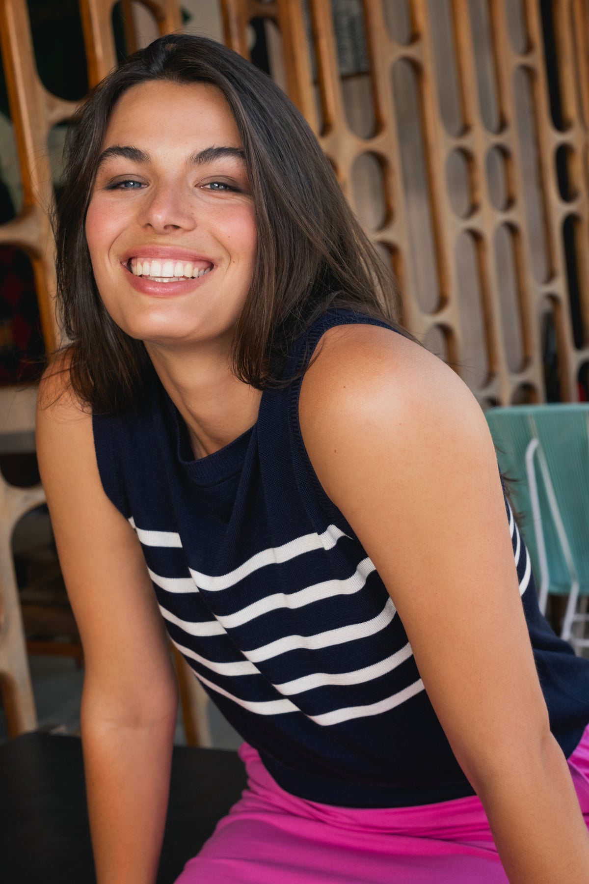 Striped Knit Tank Navy Mars Stripe