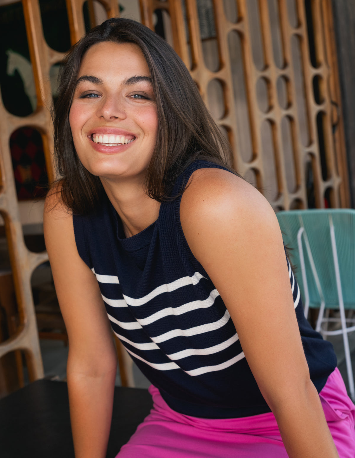 Striped Knit Tank Navy Mars Stripe