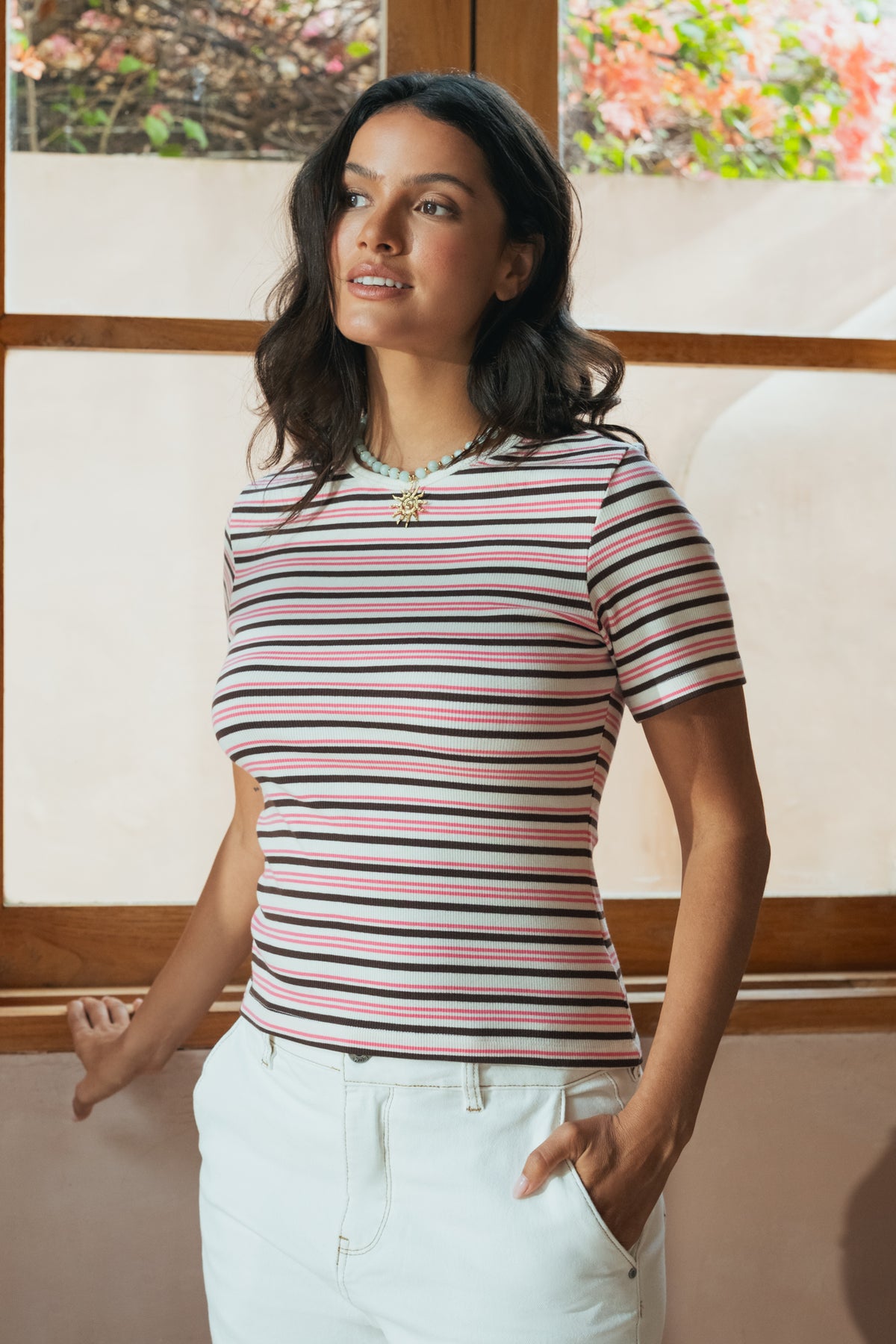 Chocberry Tee Choc & Pink Stripe