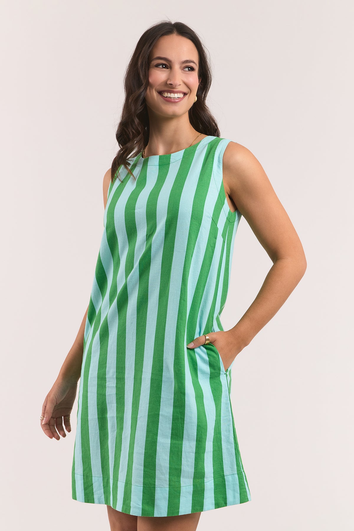 Palermo Dress Greenbriar Stripe