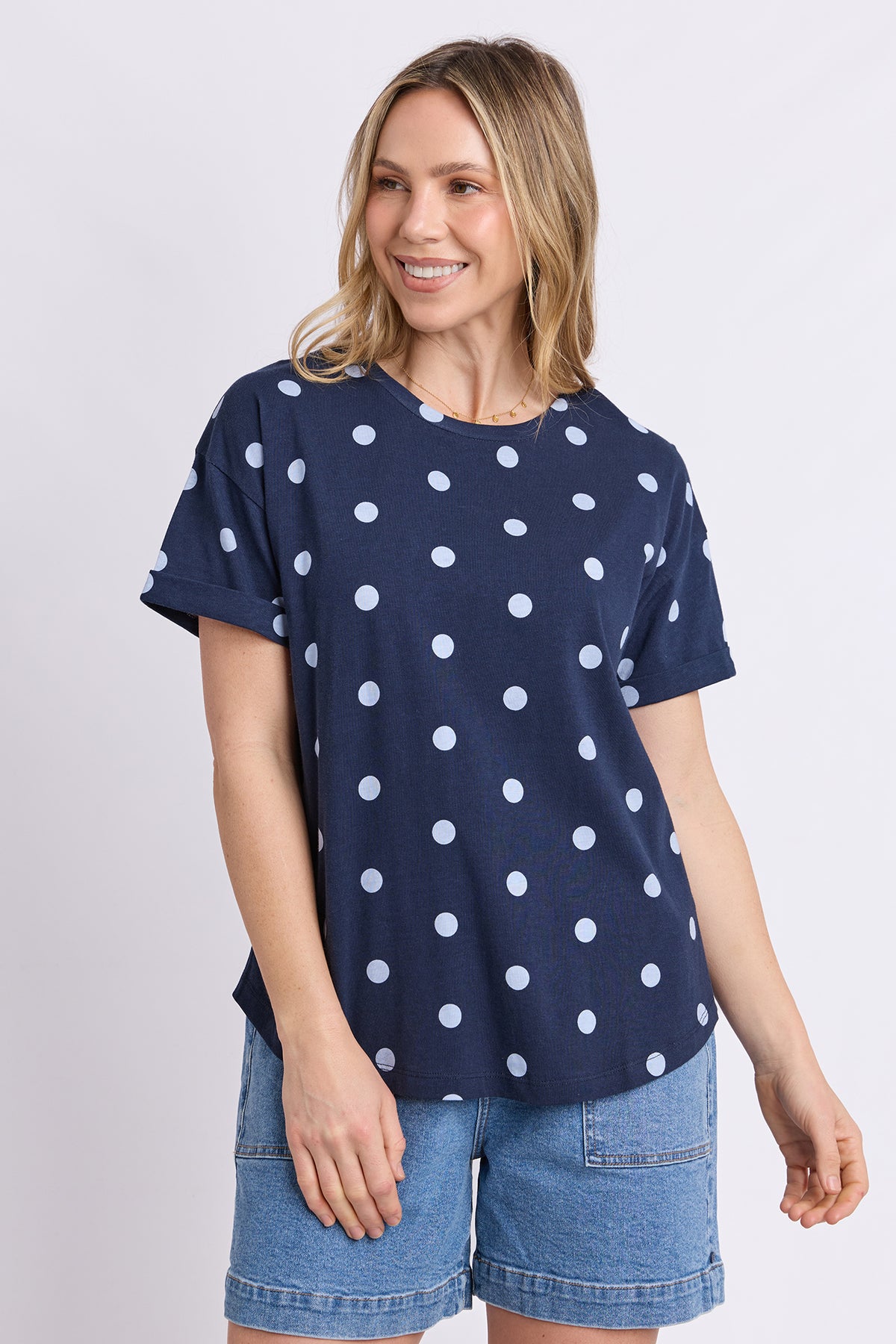 Maddy Spot Tee Navy