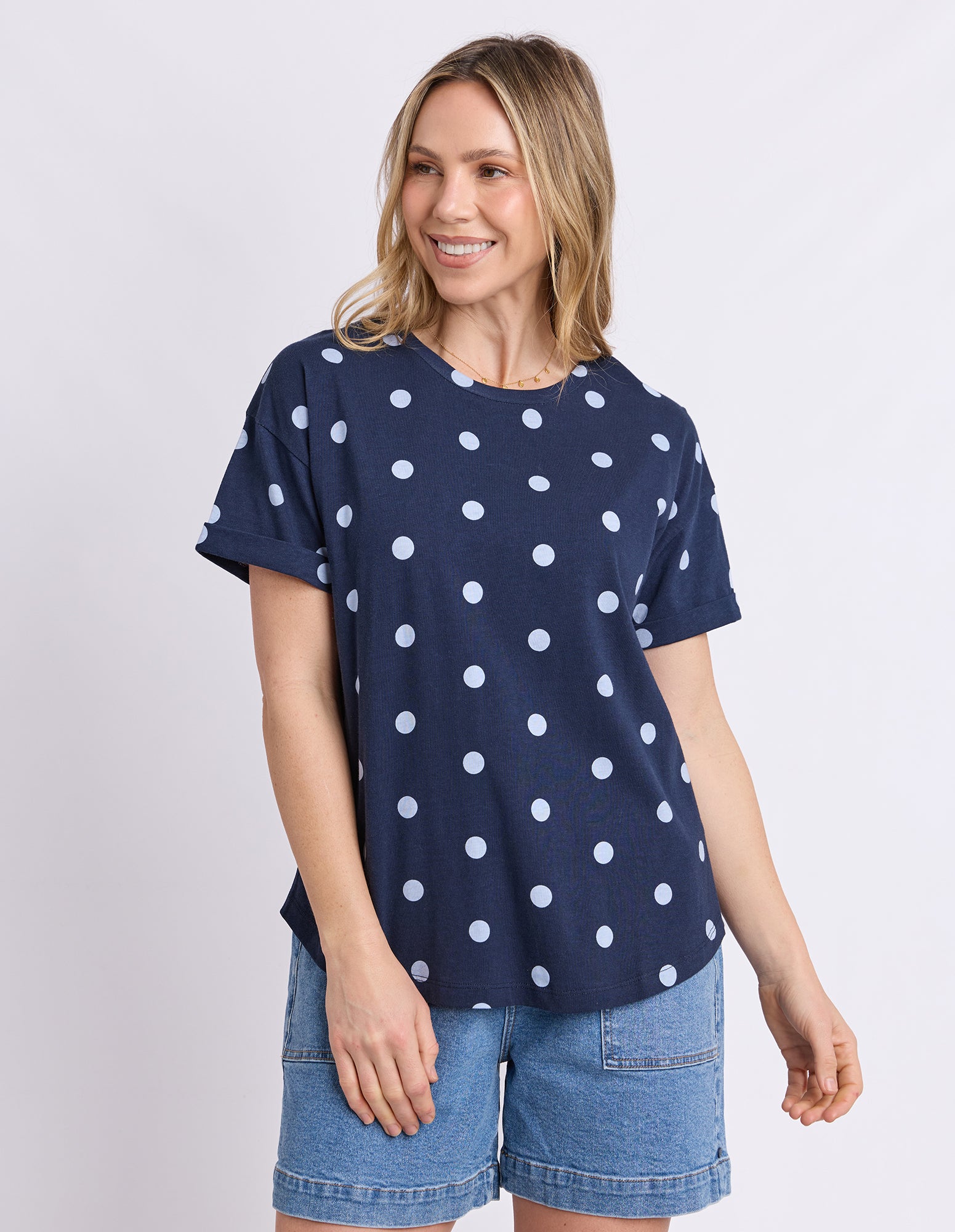 Maddy Spot Tee Navy