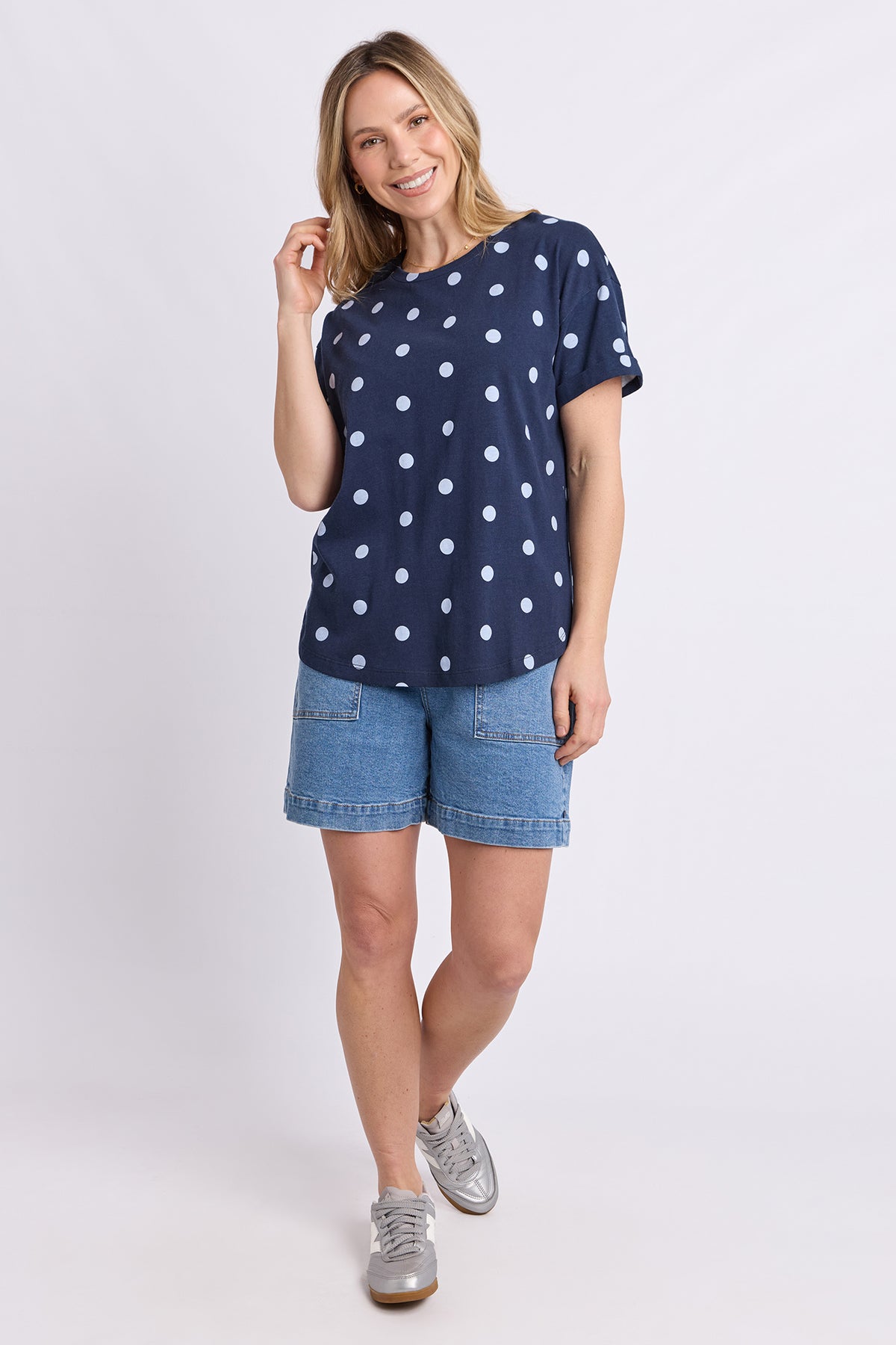 Maddy Spot Tee Navy