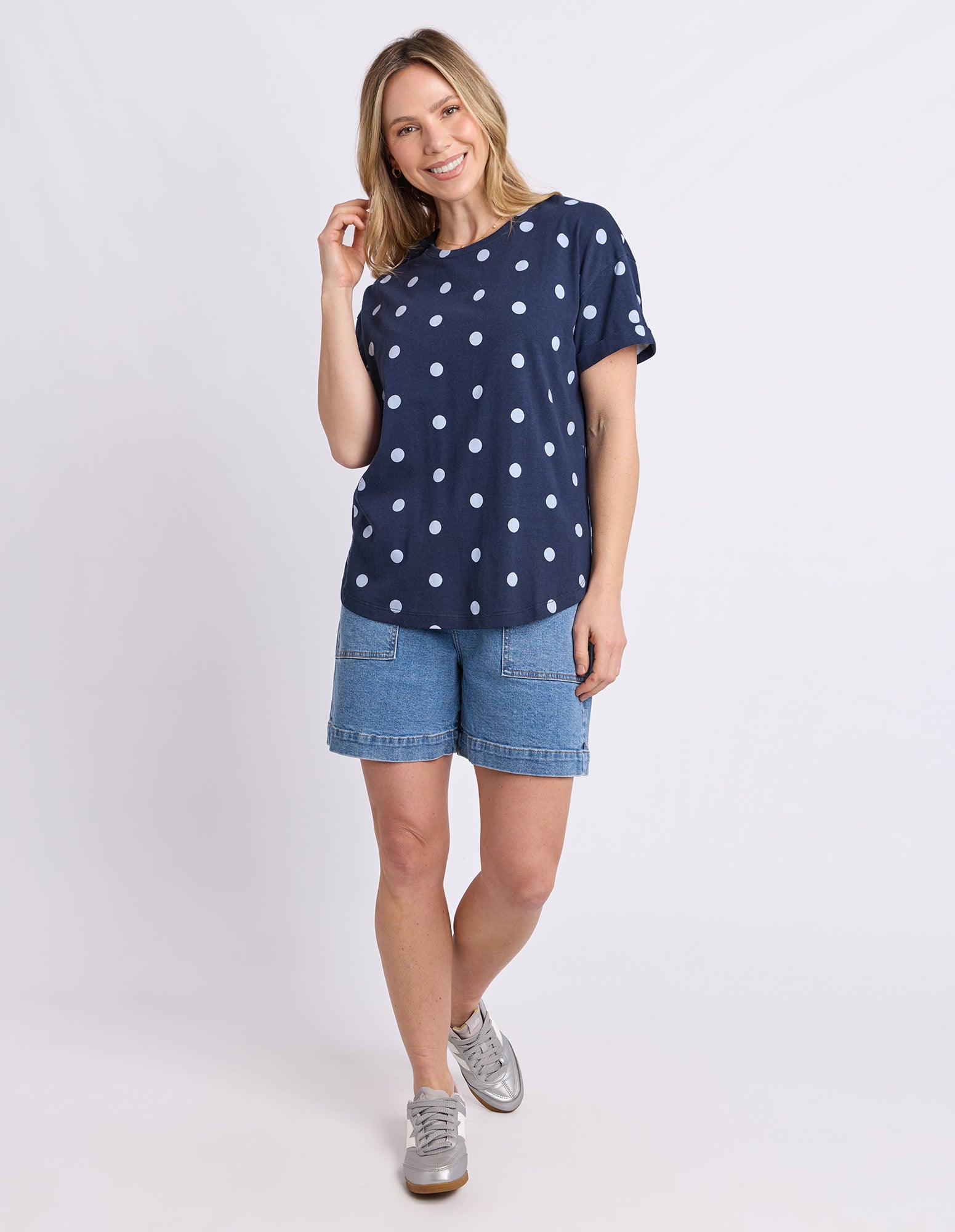 Maddy Spot Tee Navy