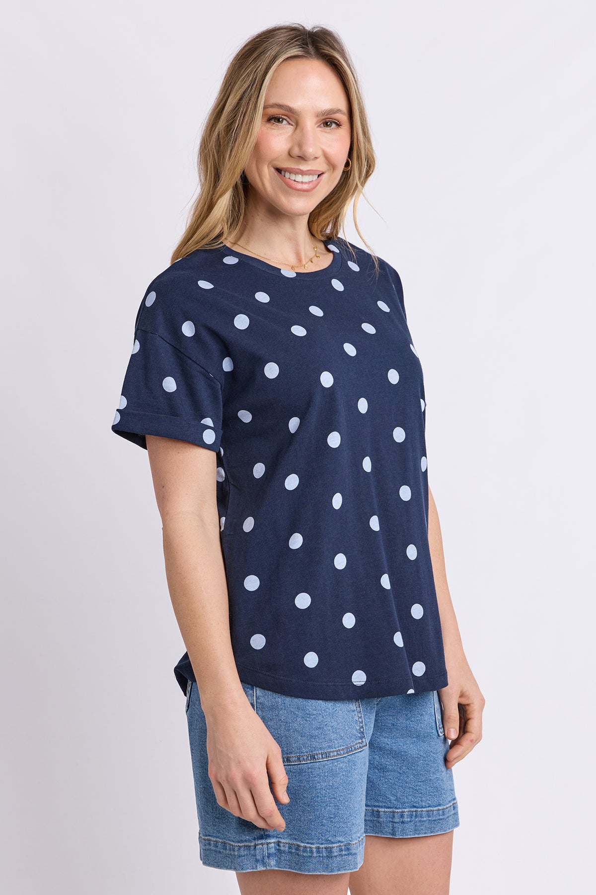 Maddy Spot Tee Navy