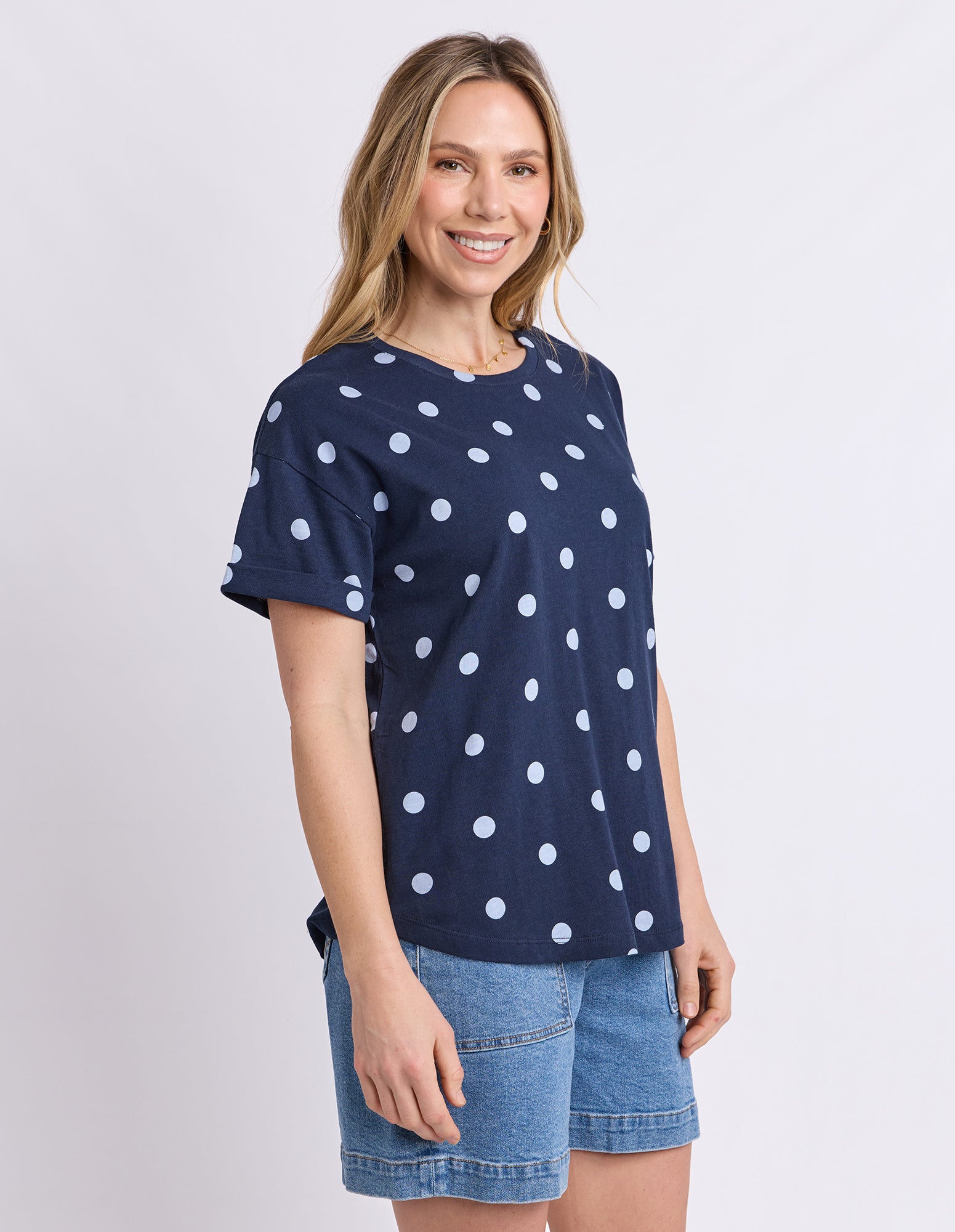 Maddy Spot Tee Navy