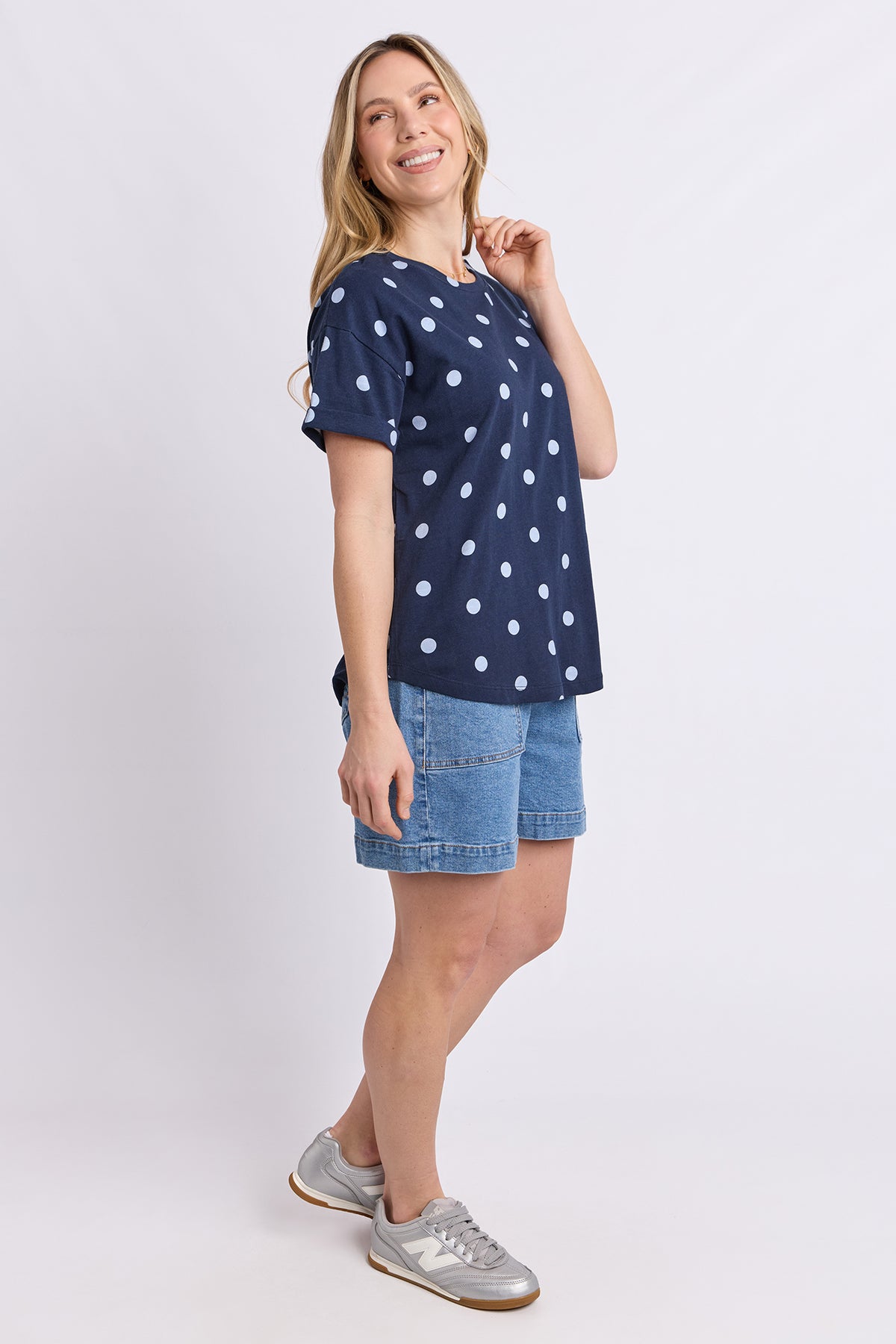 Maddy Spot Tee Navy