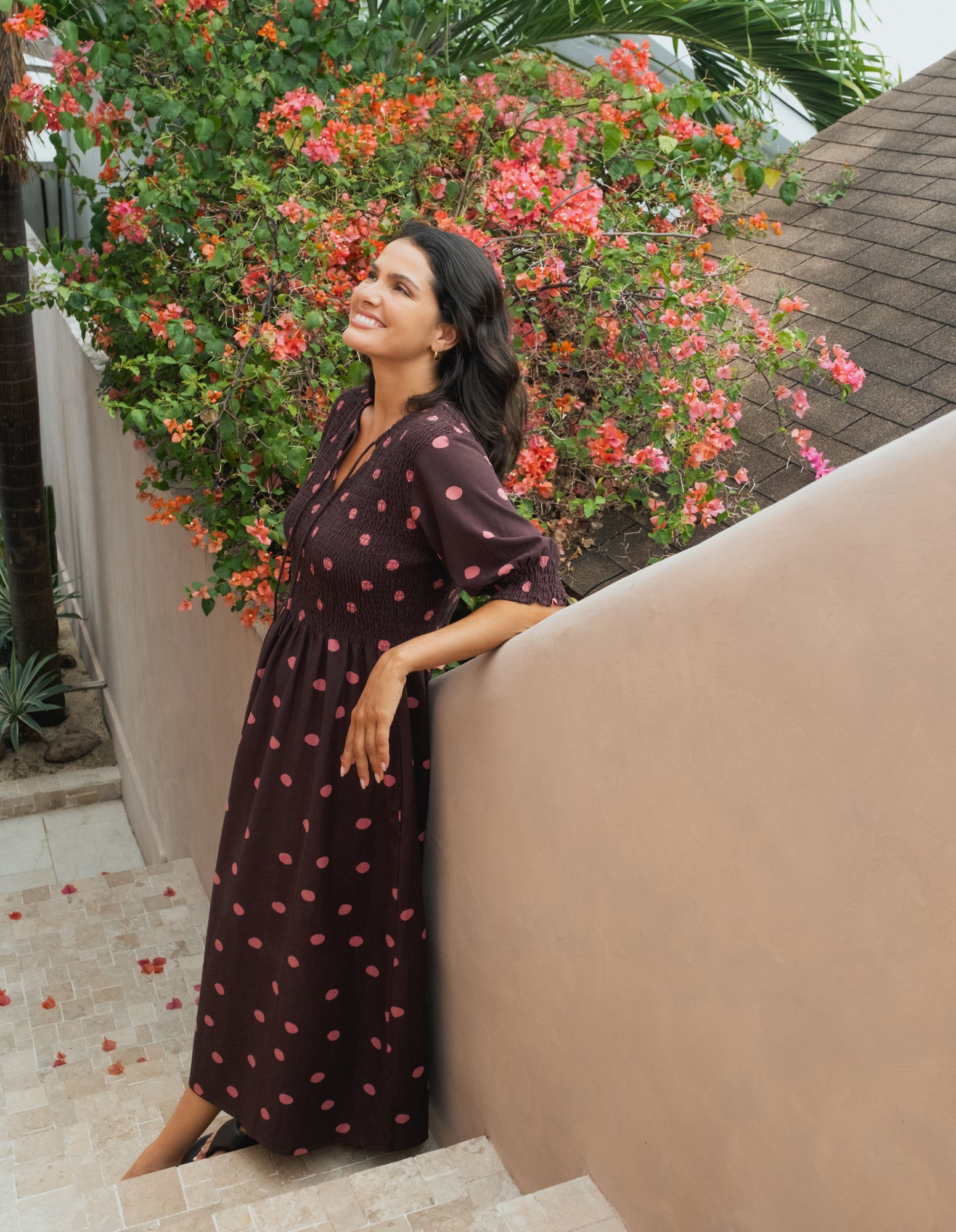 Willa Spot Dress Chocolate/Pink Spot