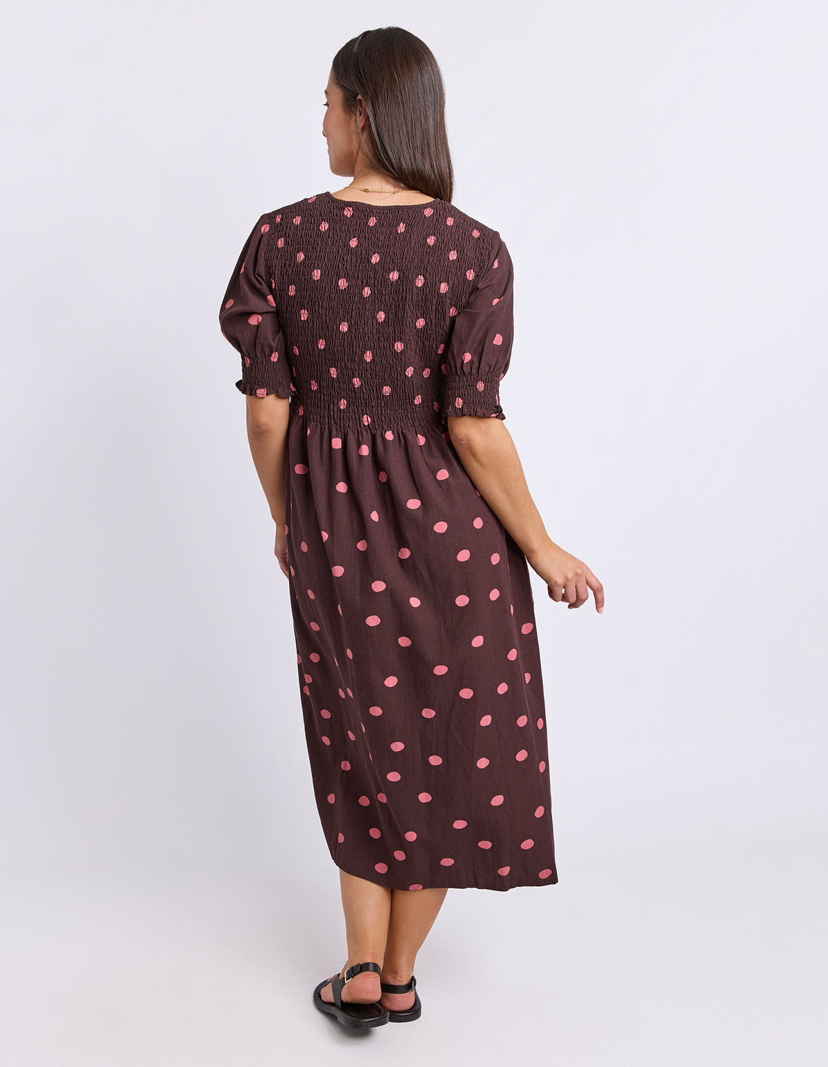 Willa Spot Dress Chocolate/Pink Spot