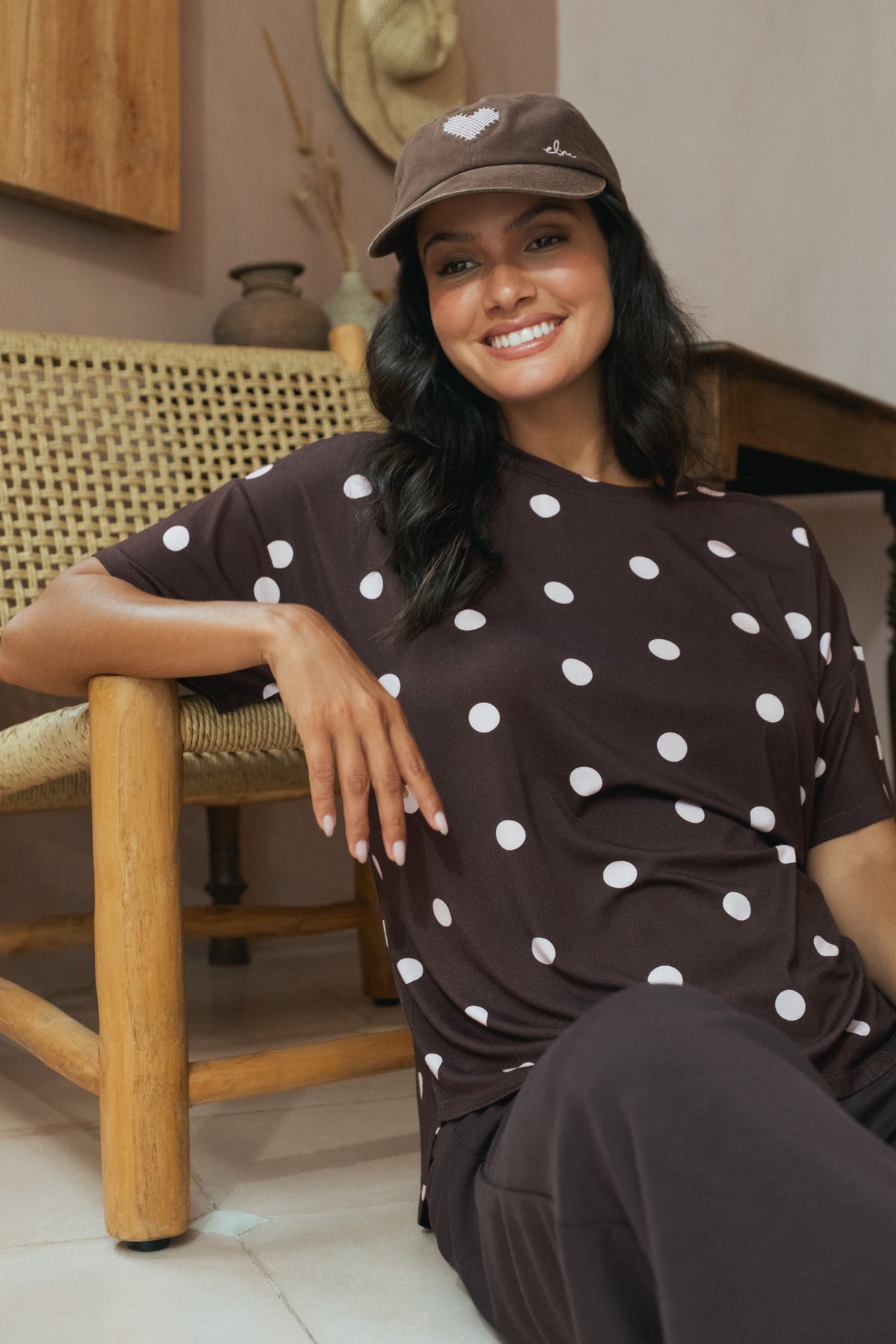Freedom Short Sleeve Tee Choc/Pink Spot