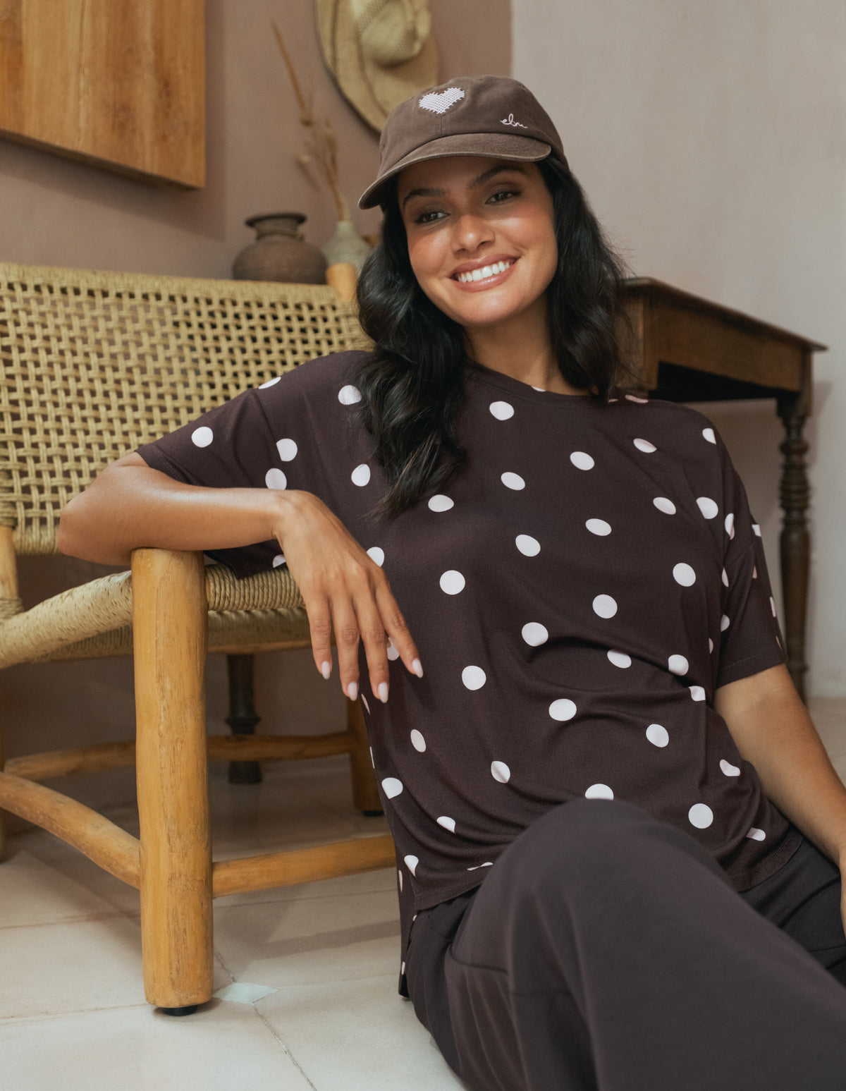 Freedom Short Sleeve Tee Choc/Pink Spot