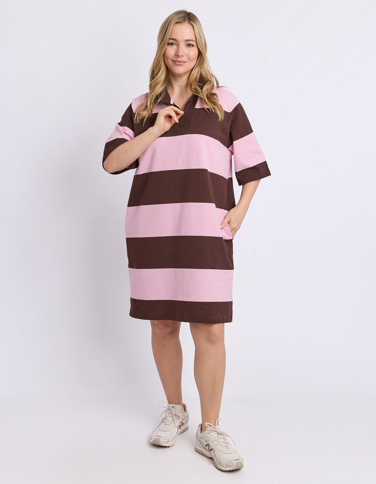 Freedom Rugby Dress Choc & Pink Stripe