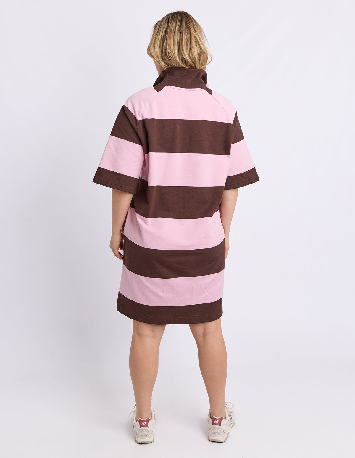Freedom Rugby Dress Choc & Pink Stripe