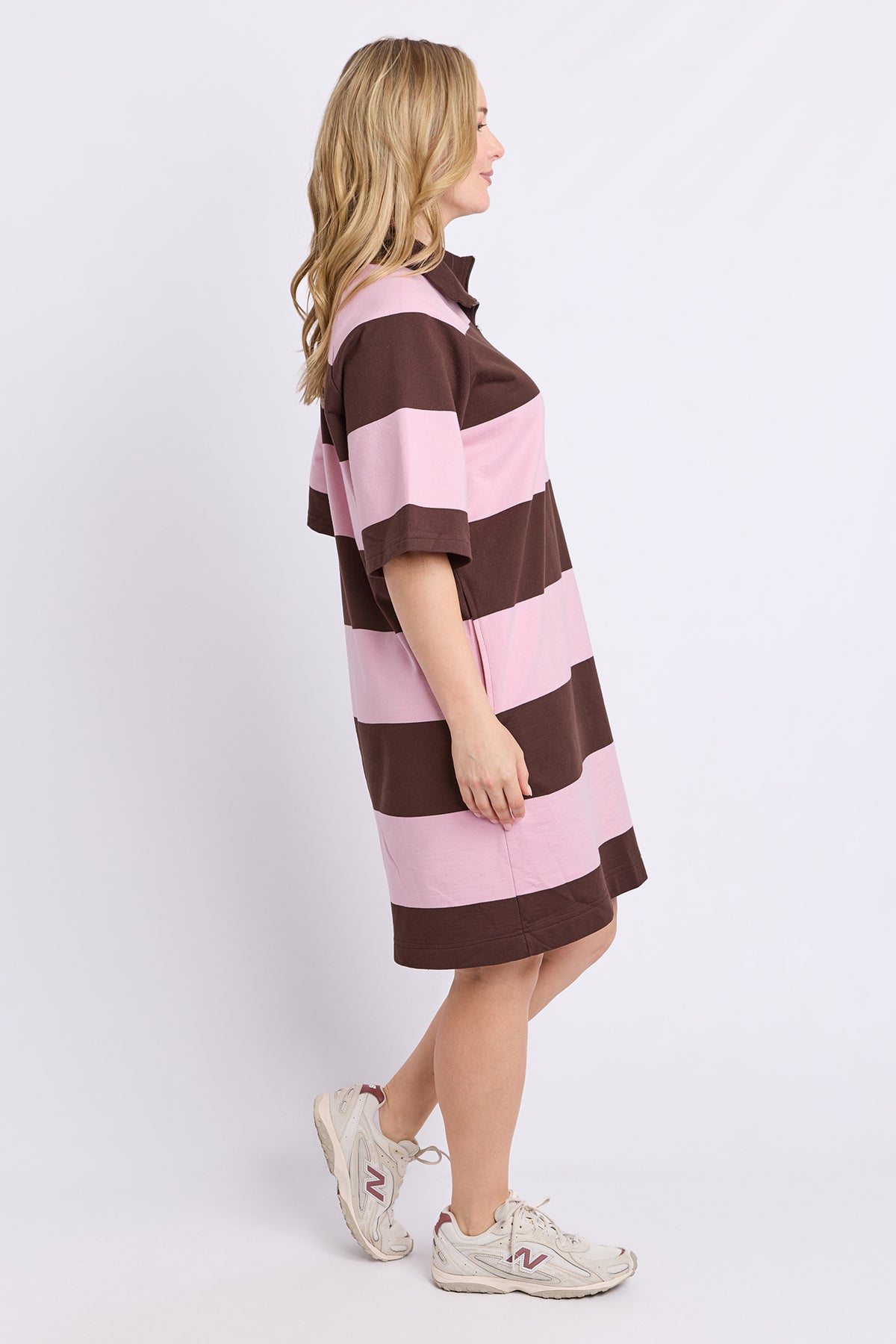 Freedom Rugby Dress Choc & Pink Stripe