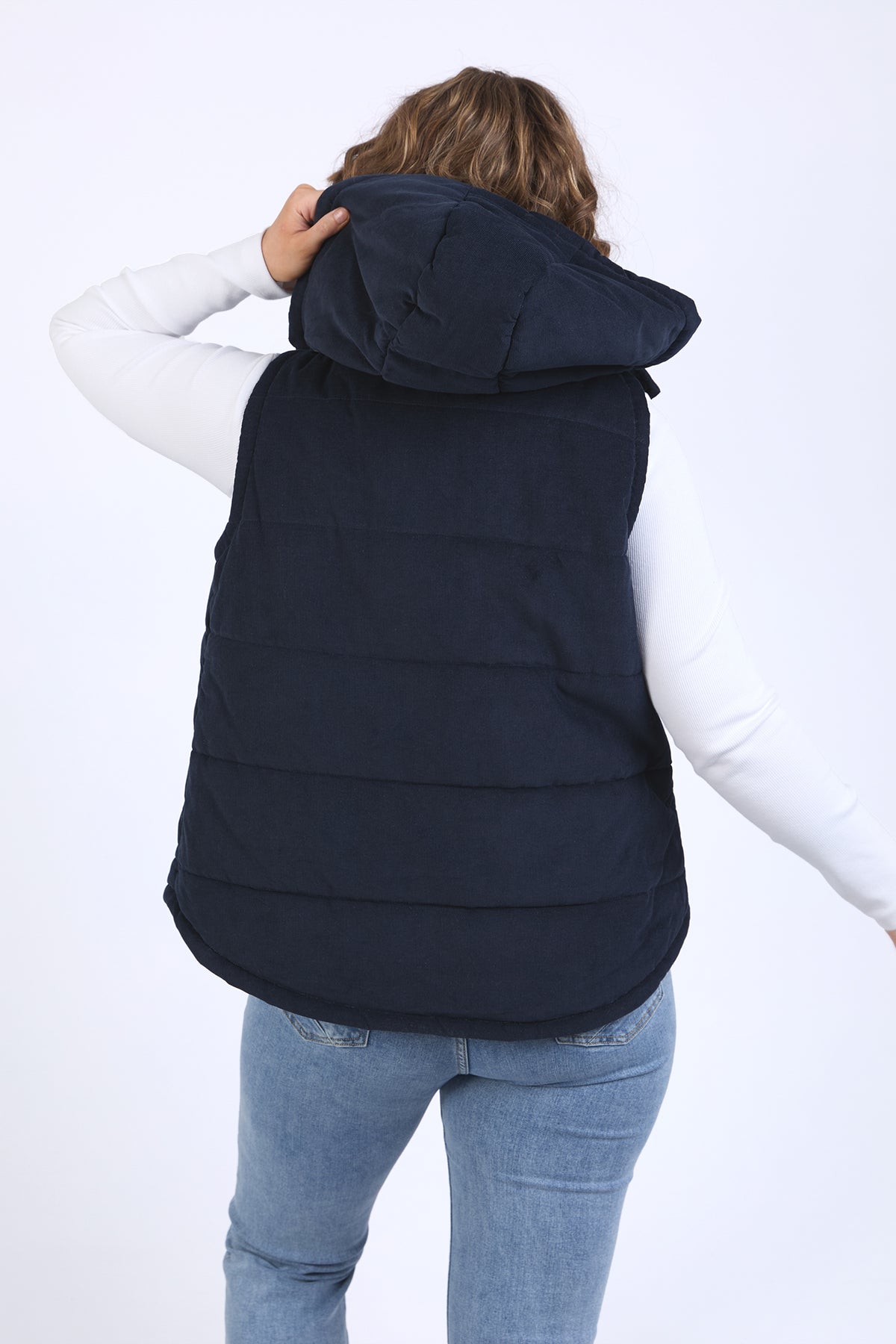 Cord Puffer Vest Dark Sapphire