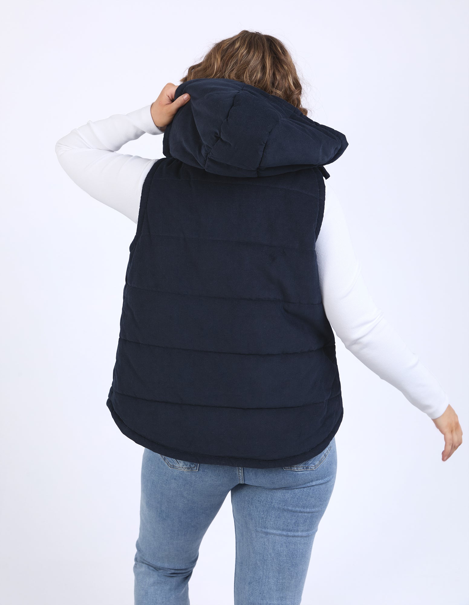 Cord Puffer Vest Dark Sapphire