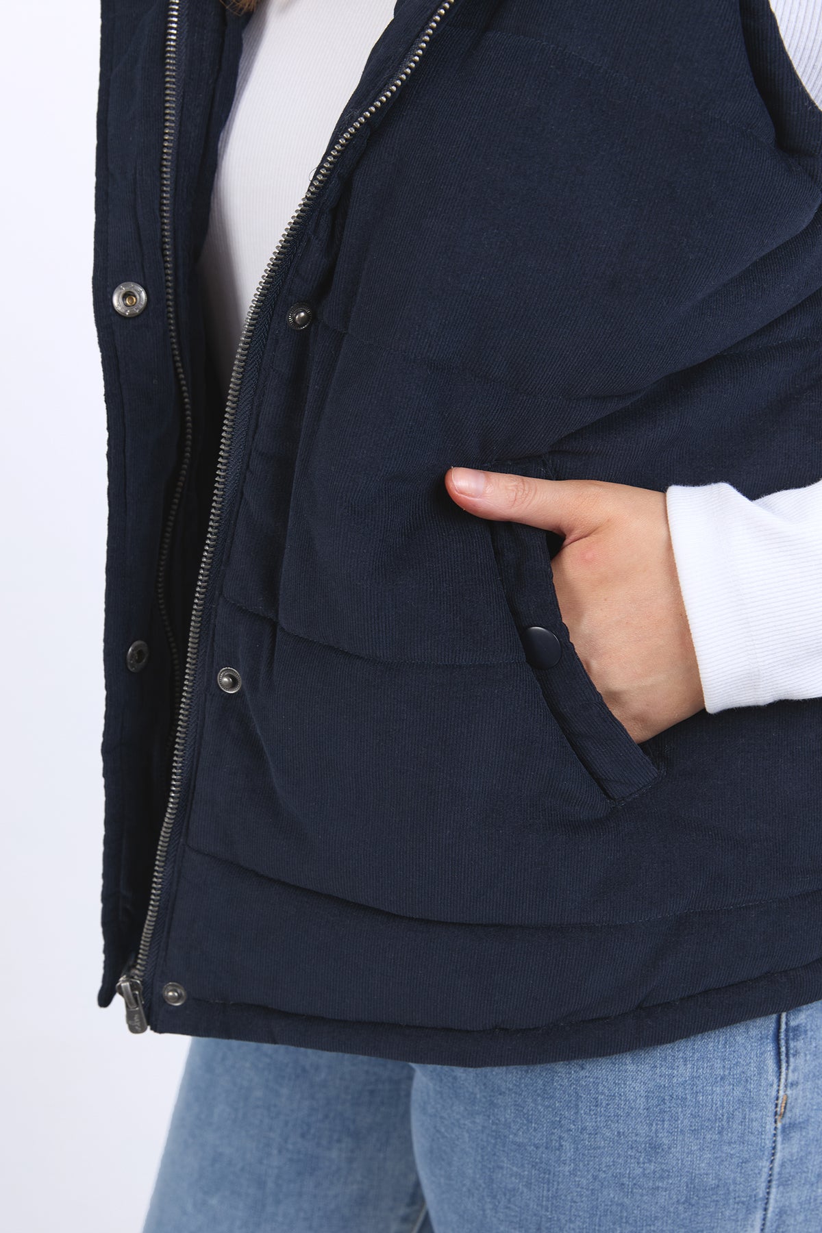 Cord Puffer Vest Dark Sapphire