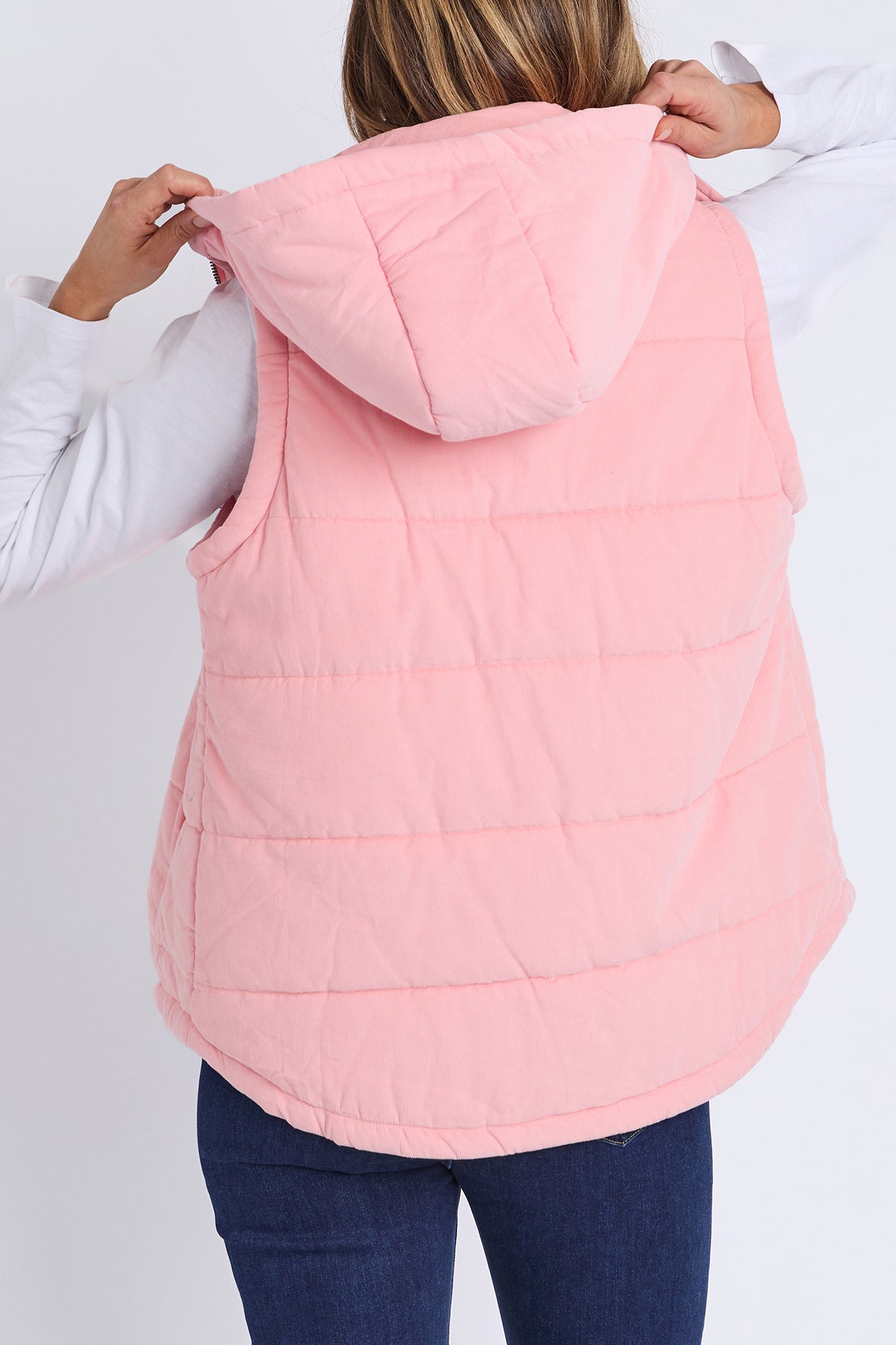 Cord Puffer Vest Rose Pink