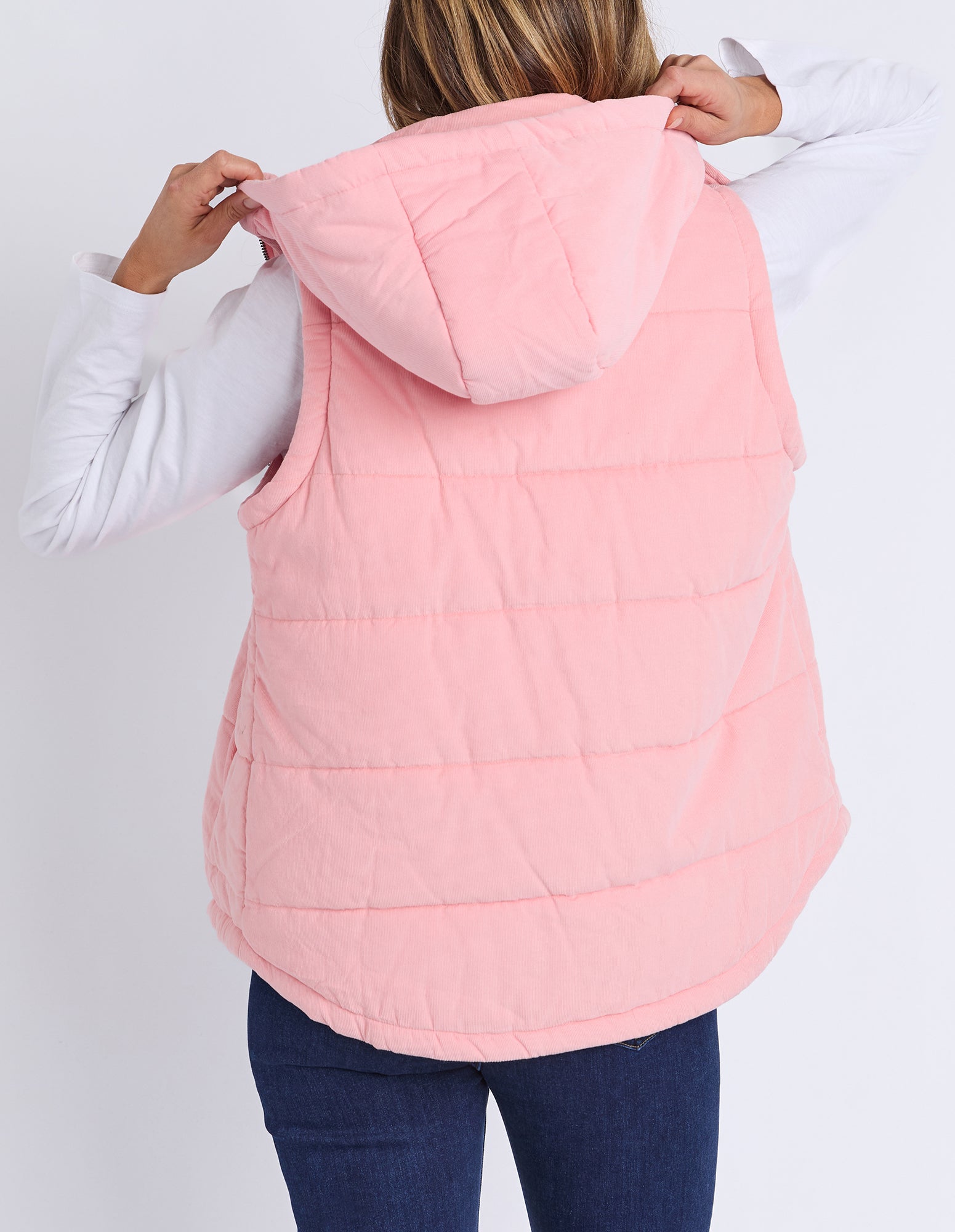 Cord Puffer Vest Rose Pink
