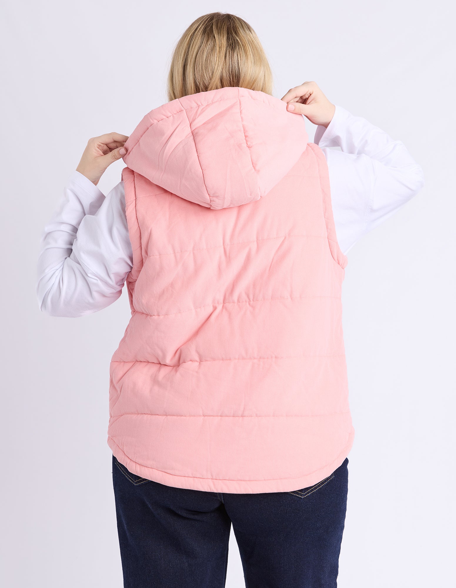 Cord Puffer Vest Rose Pink