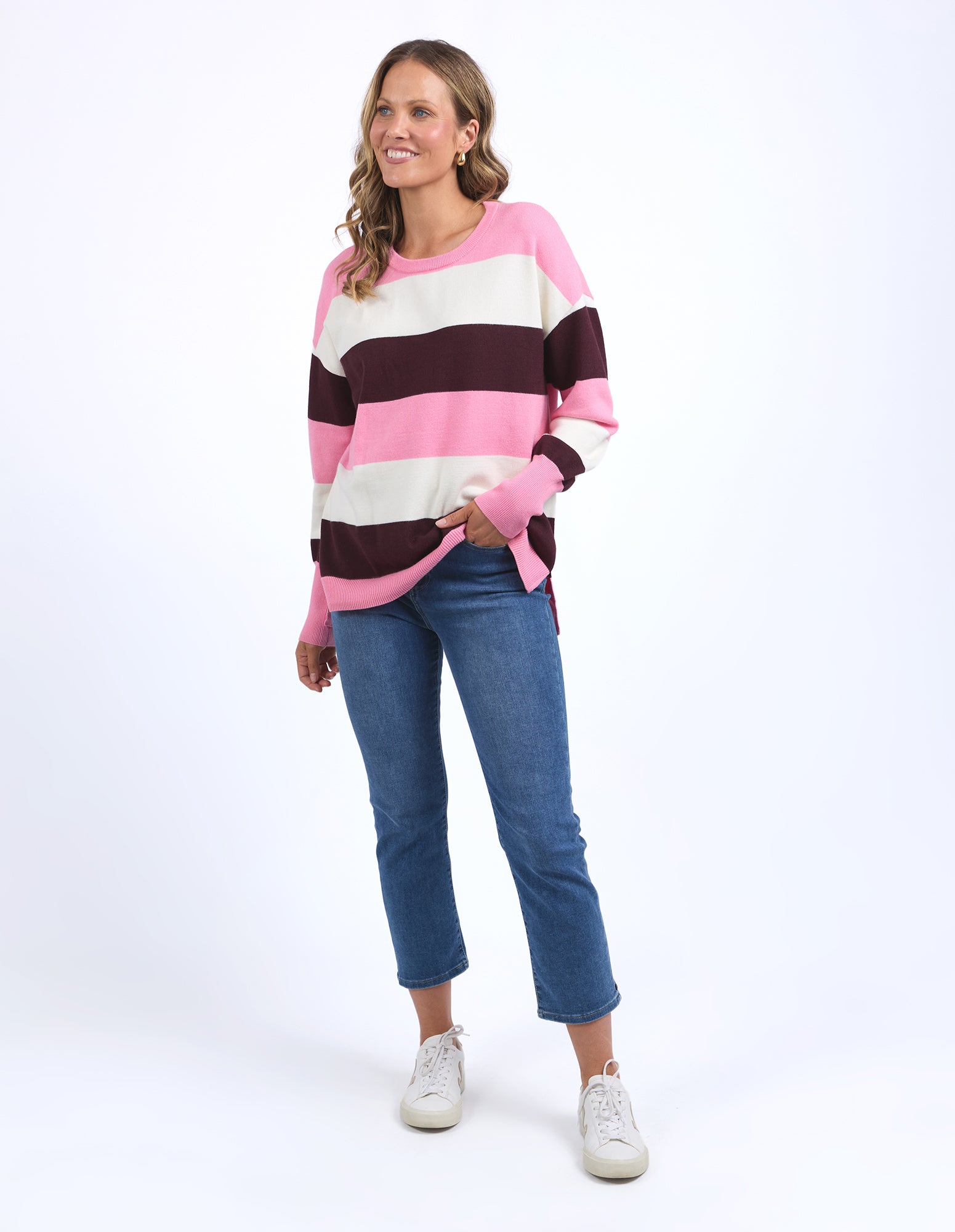Hallie Stripe Knit Pink/Merlot/Marshmallow