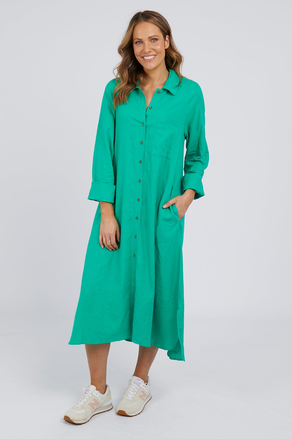 Bessie Shirt Dress Bottle Green