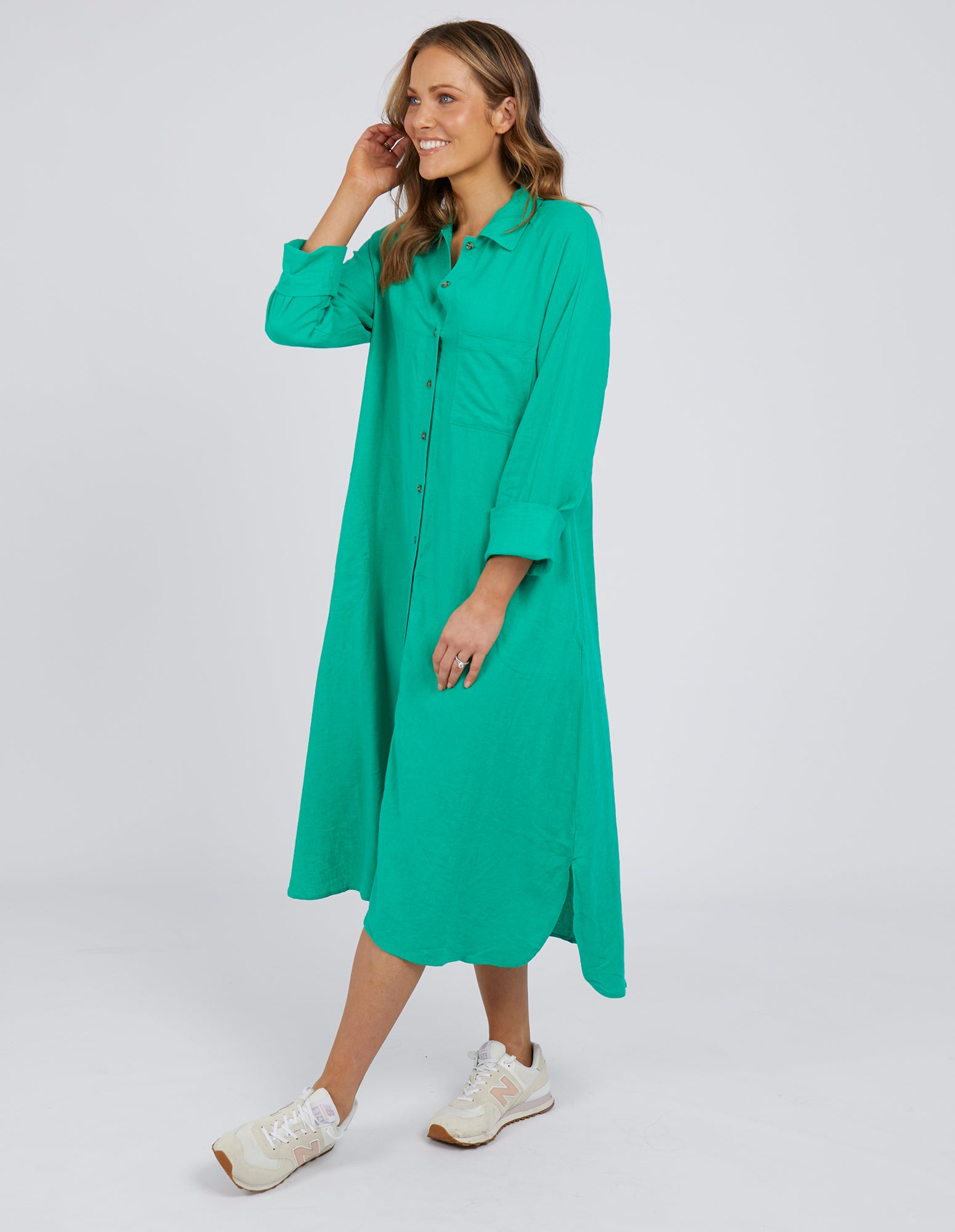 Bessie Shirt Dress Bottle Green