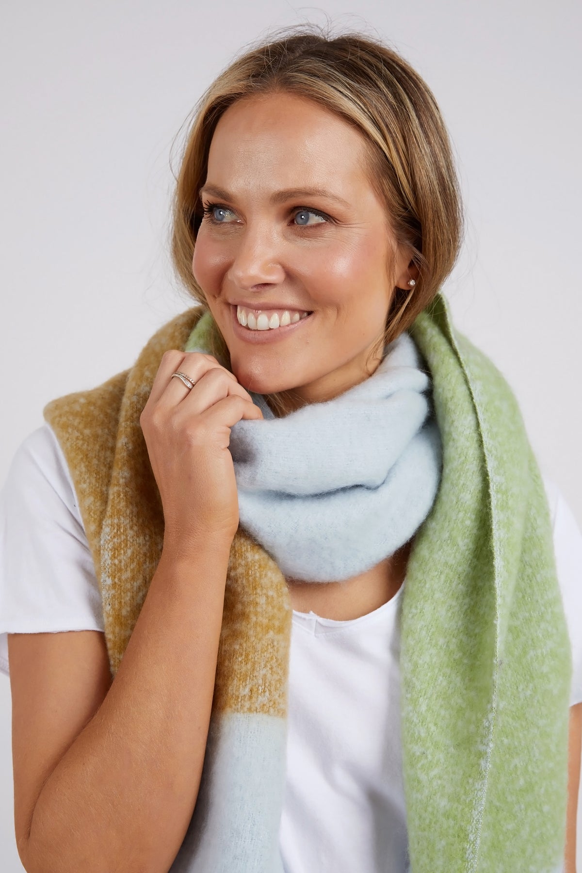 Pasture Scarf Green, Grey & Cream