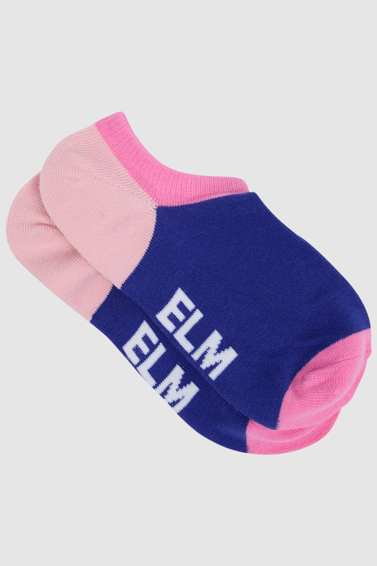 Two Pack No Show Socks   Ribbon Col Block Pink/Strip