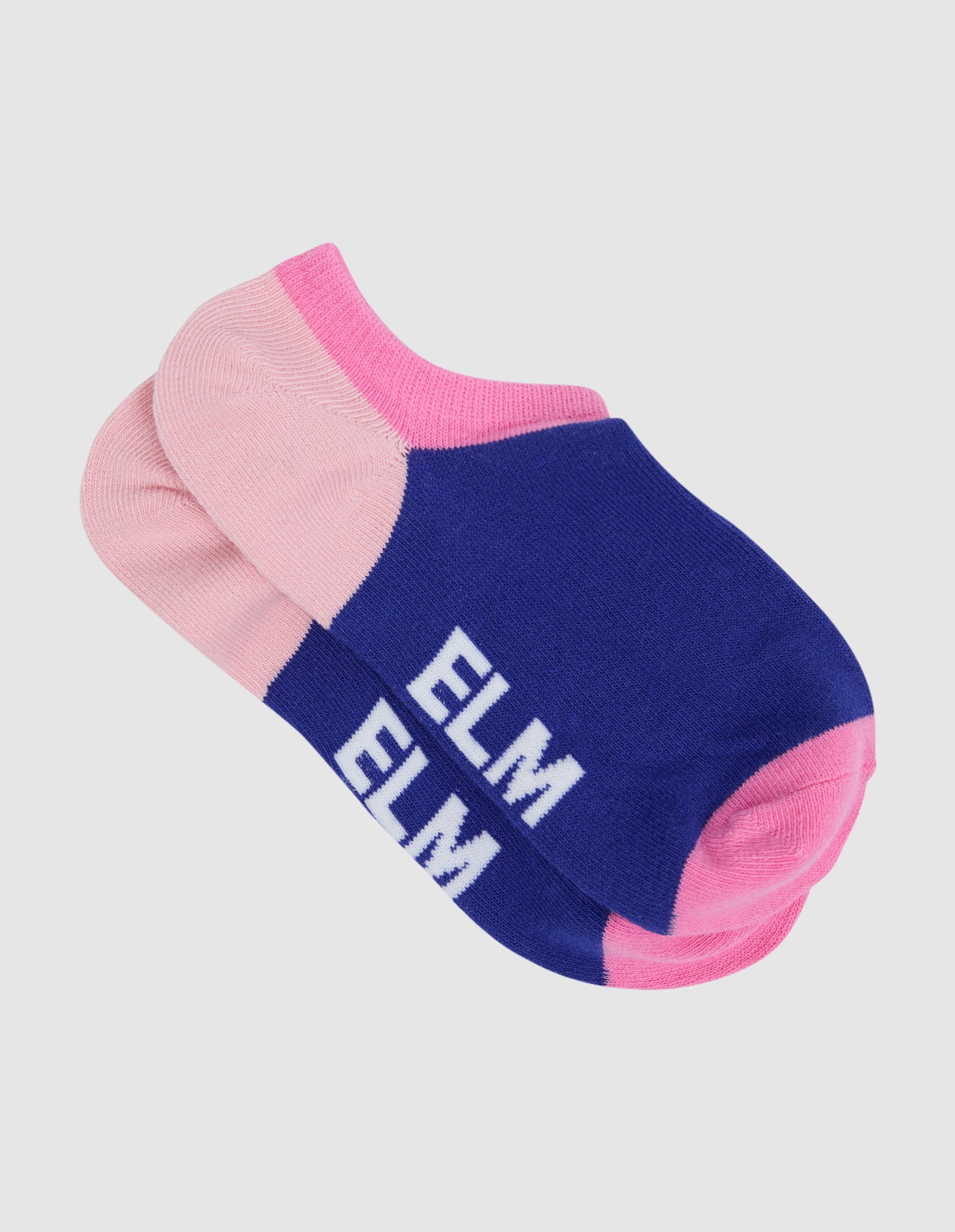 Two Pack No Show Socks   Ribbon Col Block Pink/Strip