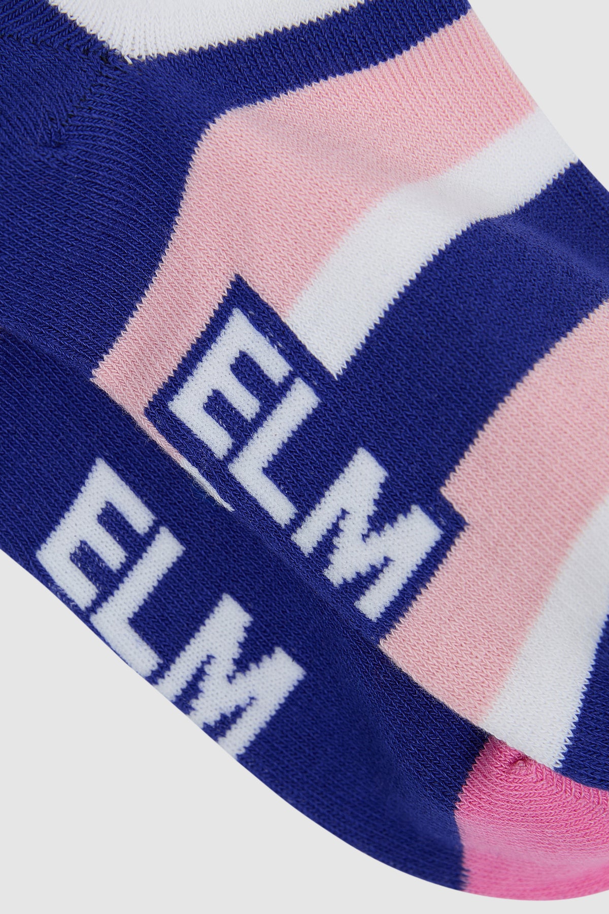 Two Pack No Show Socks   Ribbon Col Block Pink/Strip