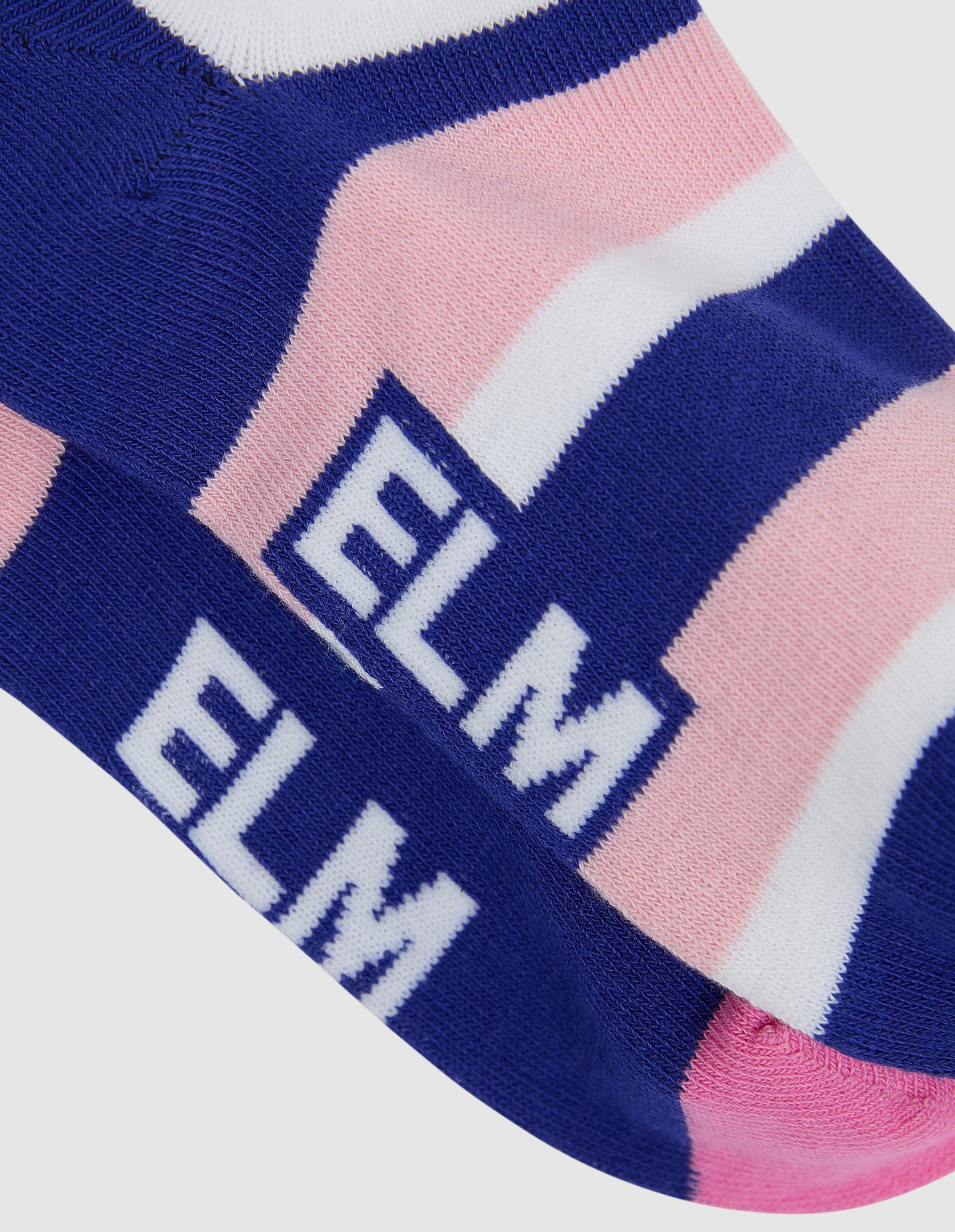 Two Pack No Show Socks   Ribbon Col Block Pink/Strip