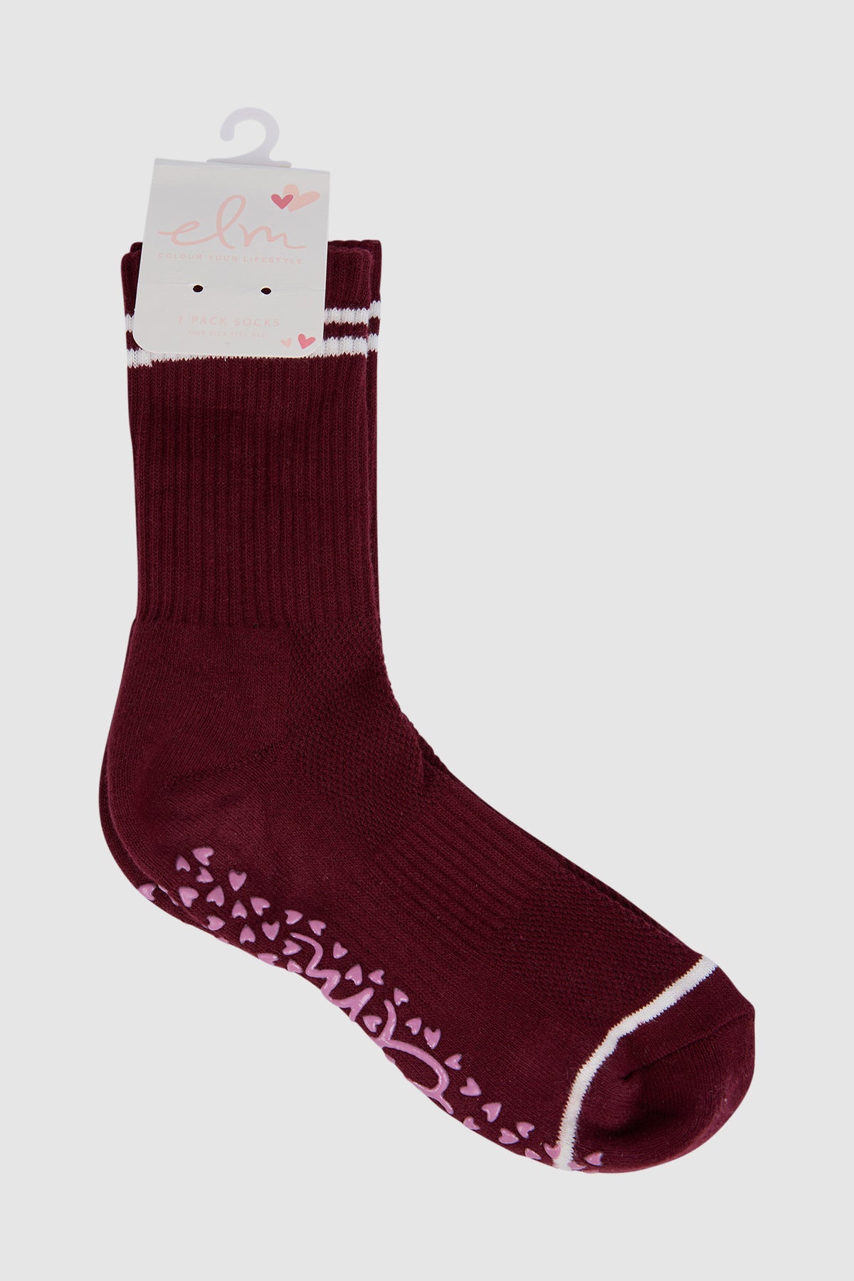 Elm Ribbed College Sock Plum/White