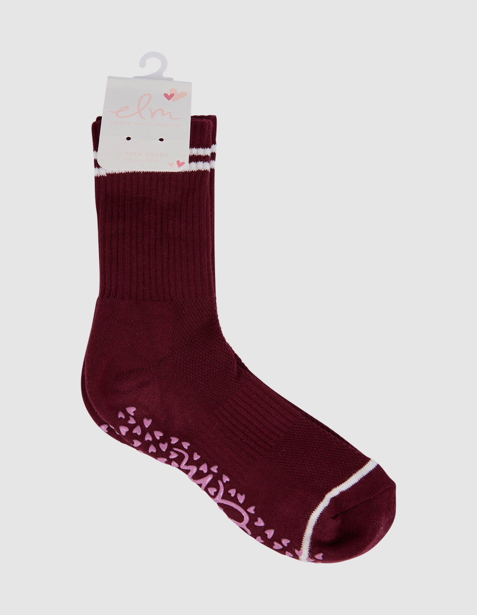 Elm Ribbed College Sock Plum/White