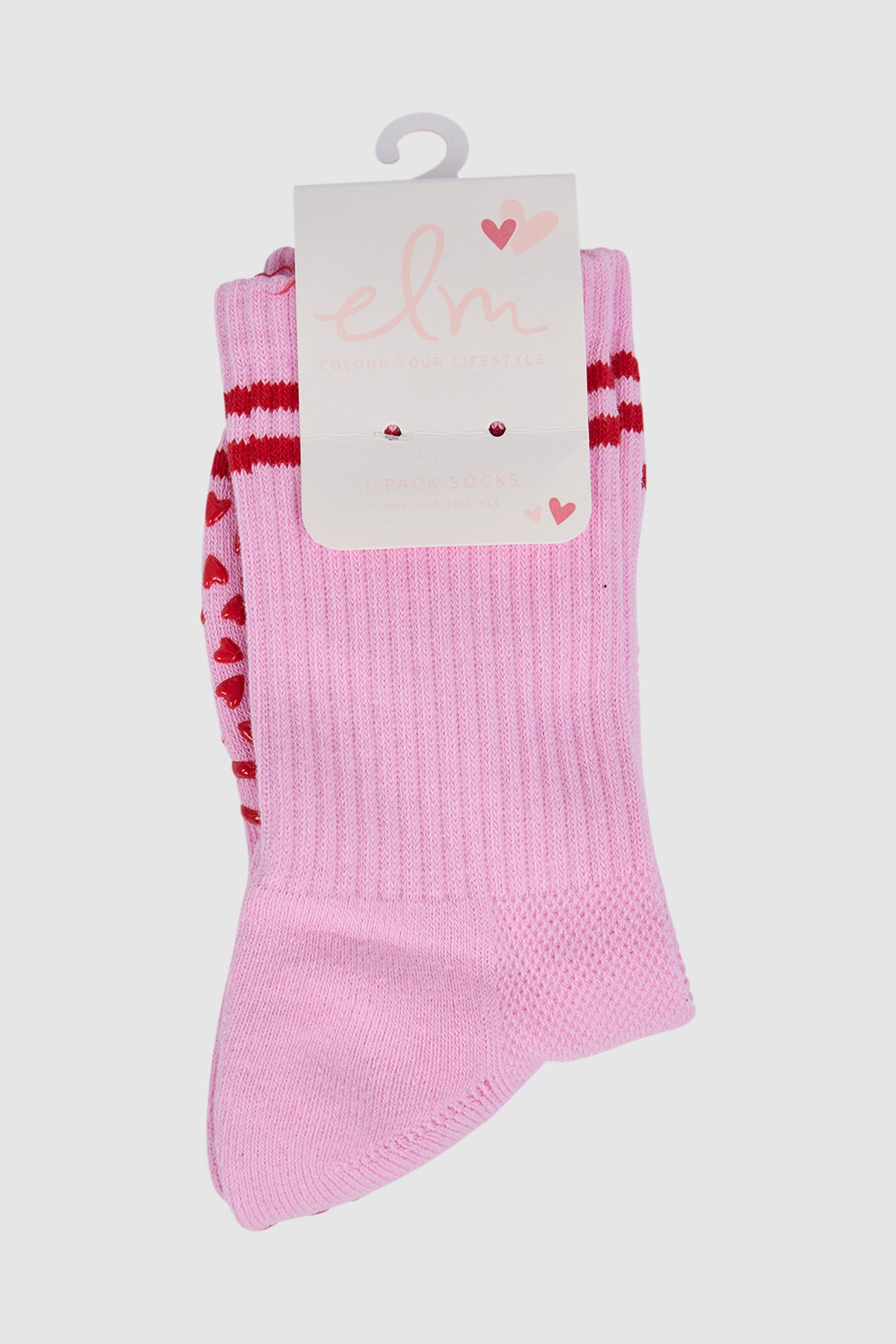 Elm Ribbed College Sock Pink