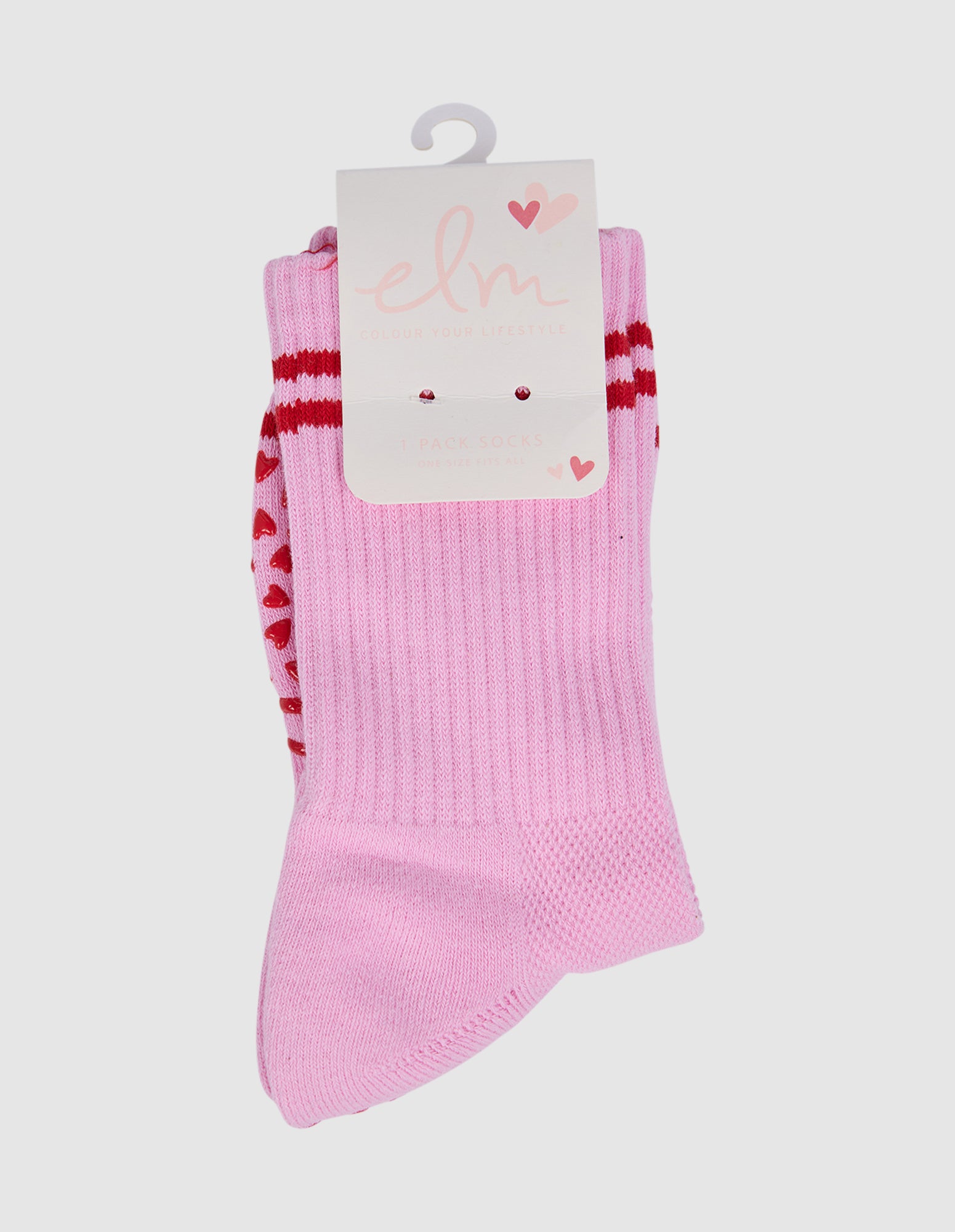 Elm Ribbed College Sock Pink