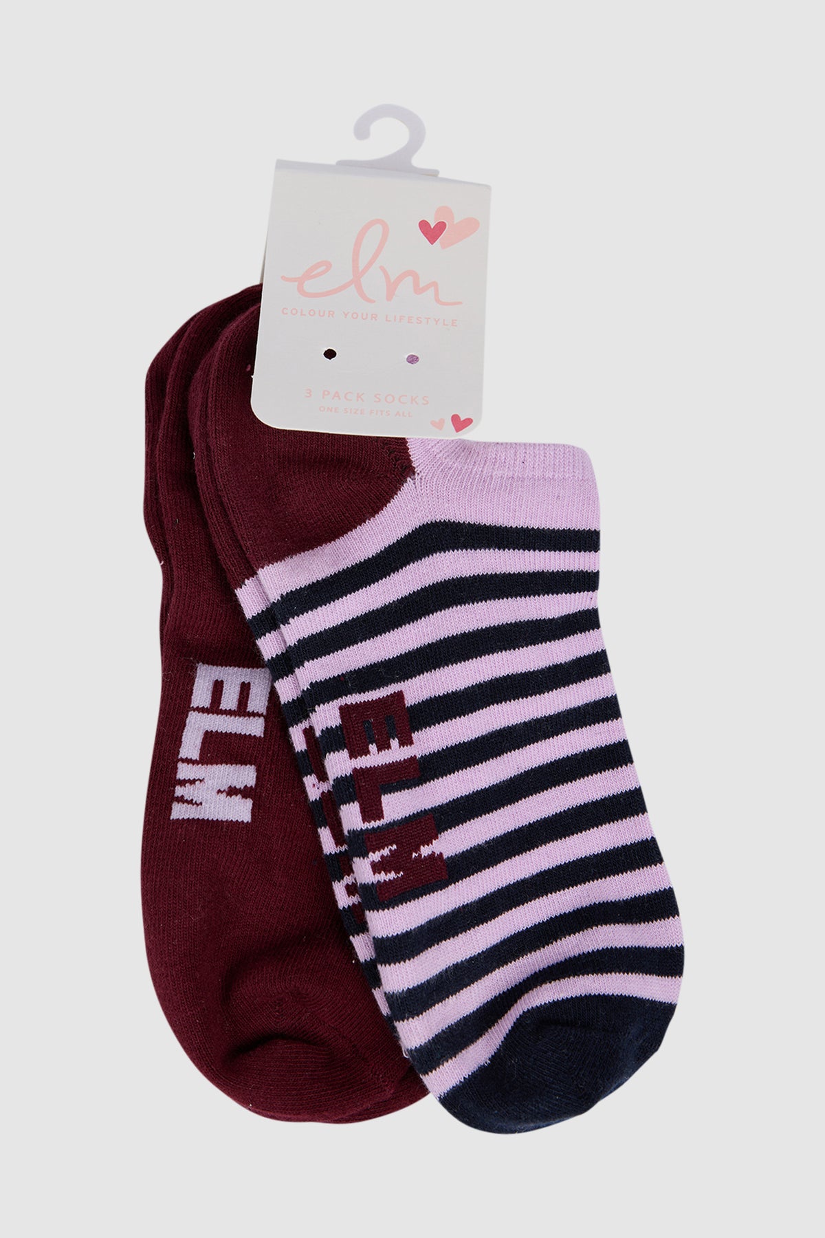 Harmony No Show Sock 2pk Plum/Mauve/Navy