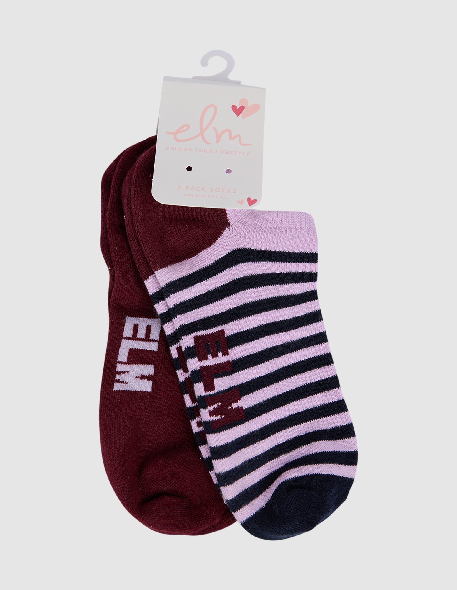 Harmony No Show Sock 2pk Plum/Mauve/Navy