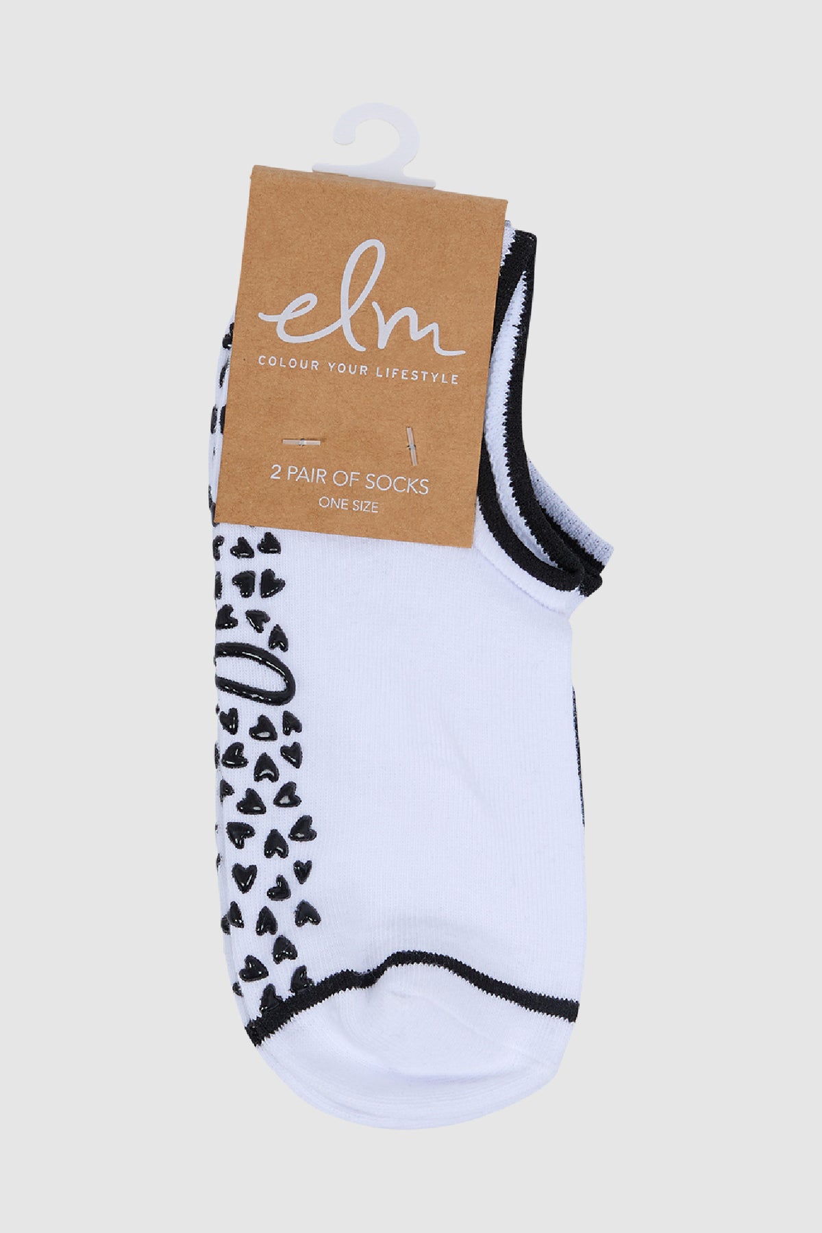 No Show Grippy Sock 2 Pack Black & White