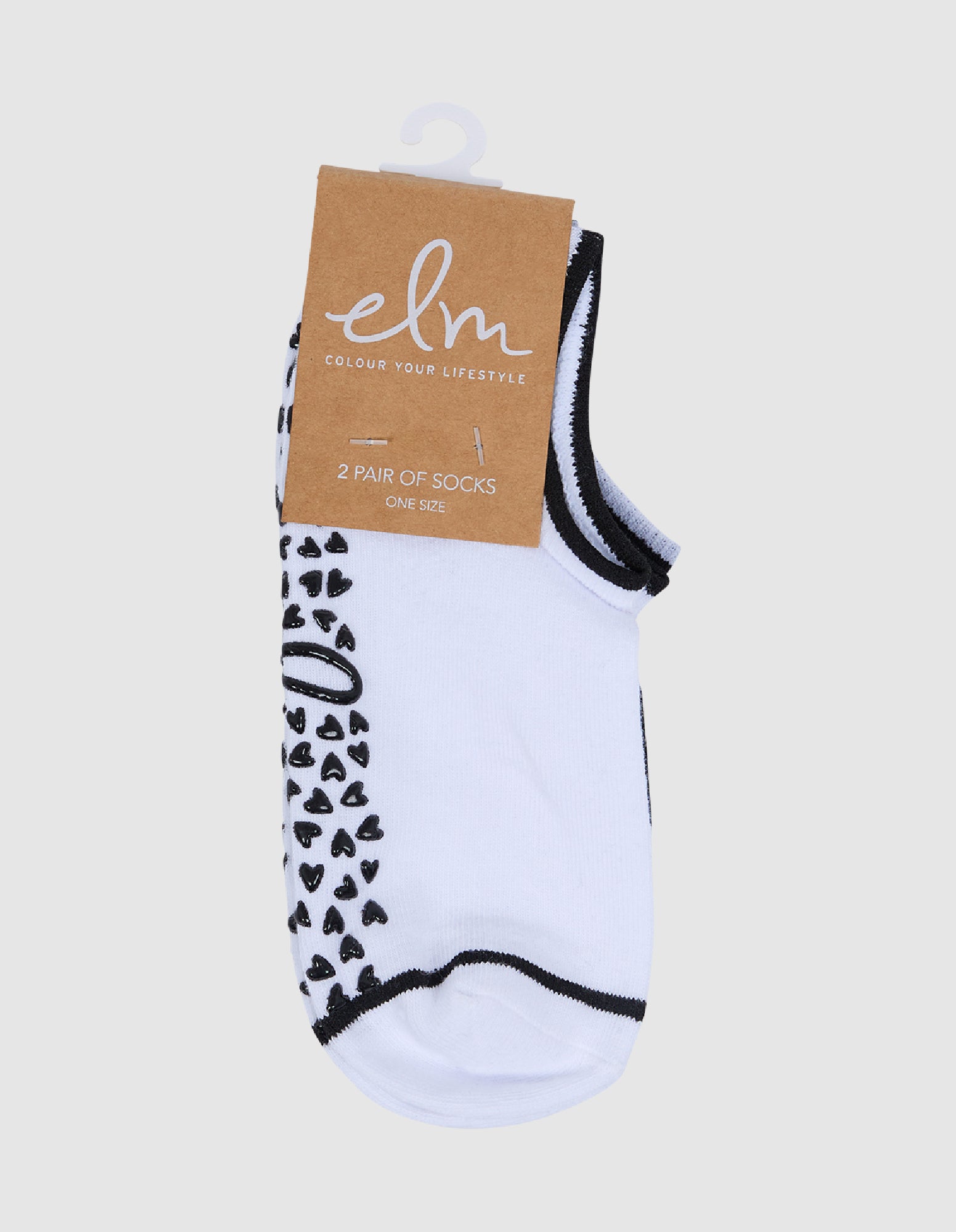 No Show Grippy Sock 2 Pack Black & White