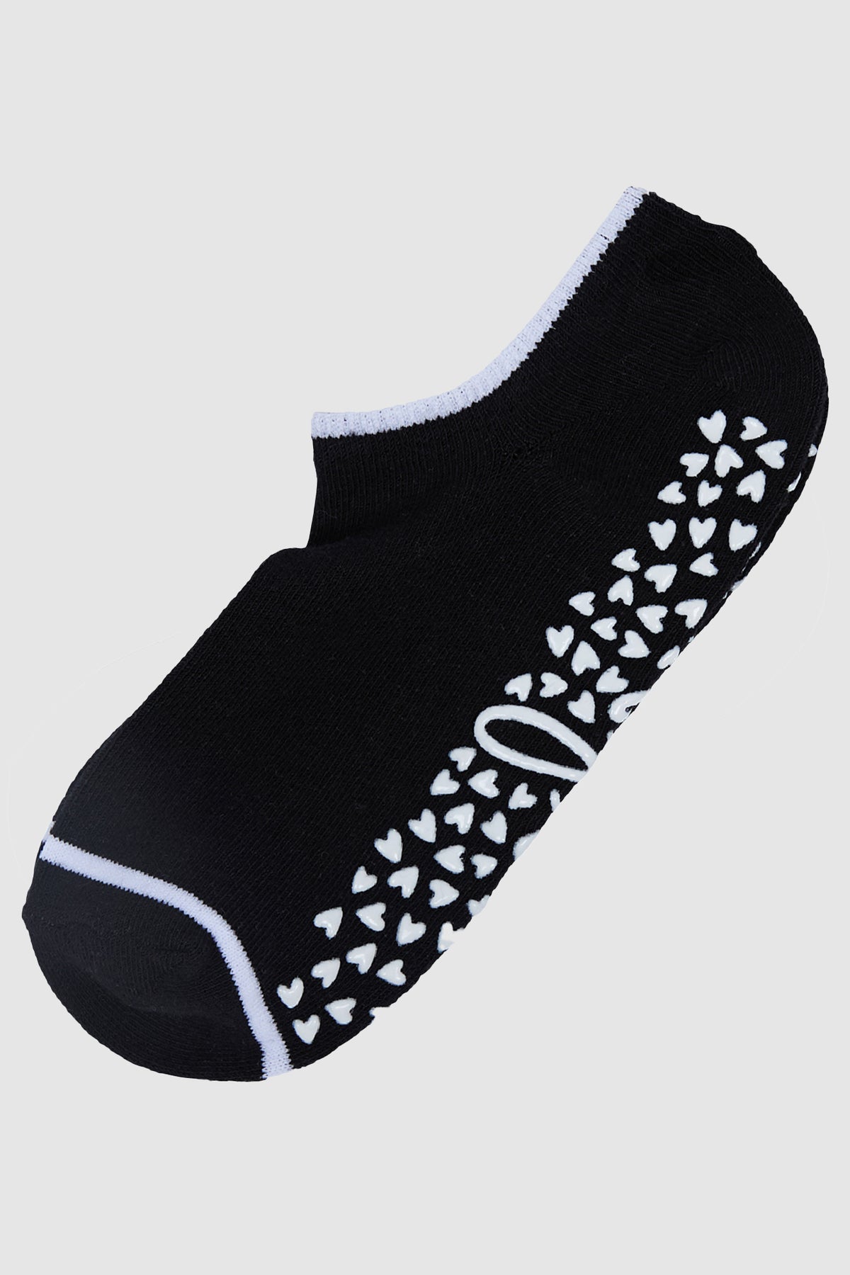 No Show Grippy Sock 2 Pack Black & White